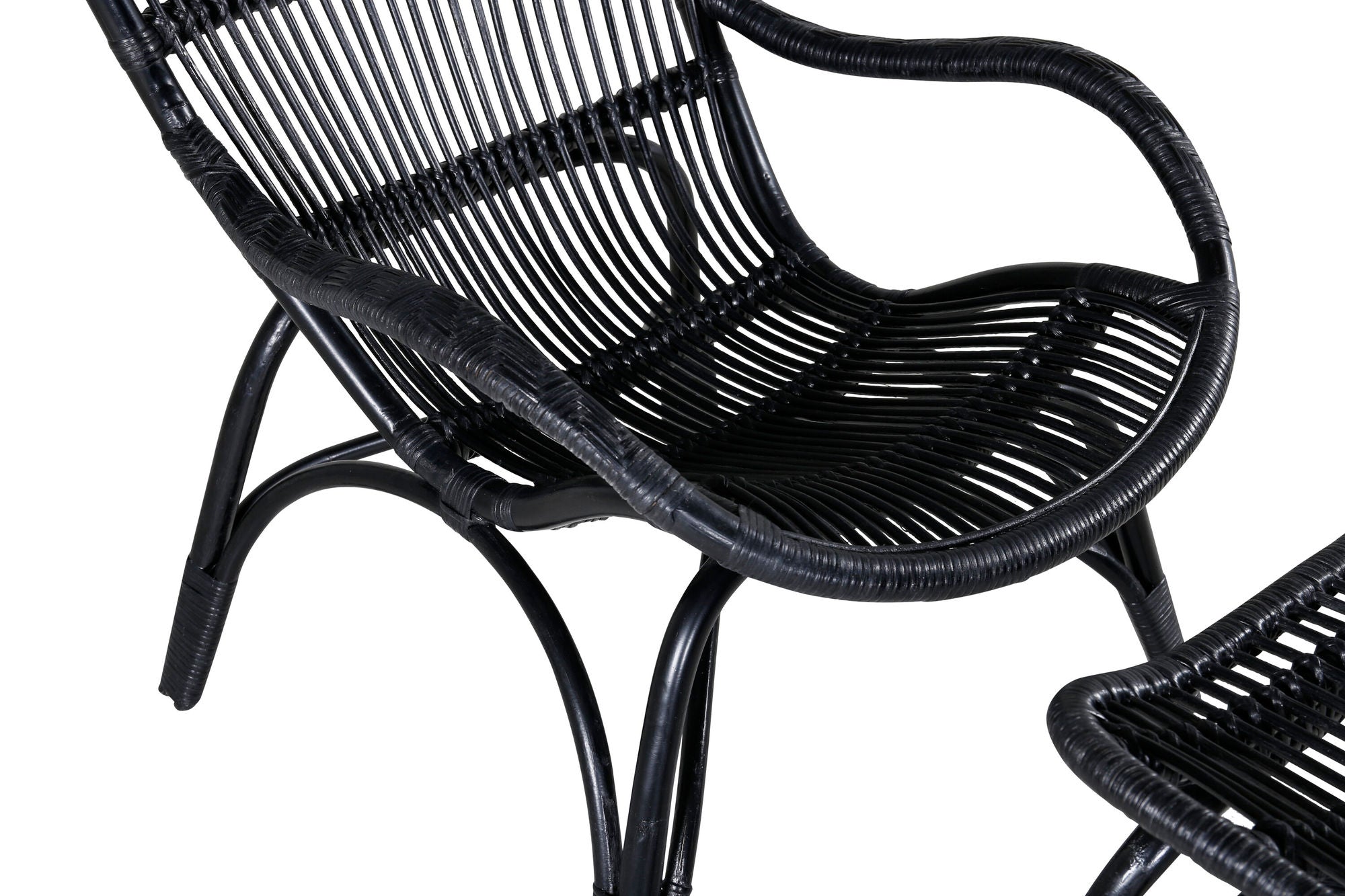 Venture Home Ella Lounge stol - BLACK rattan / Offwhite Cushion Ersätter 1571-6012