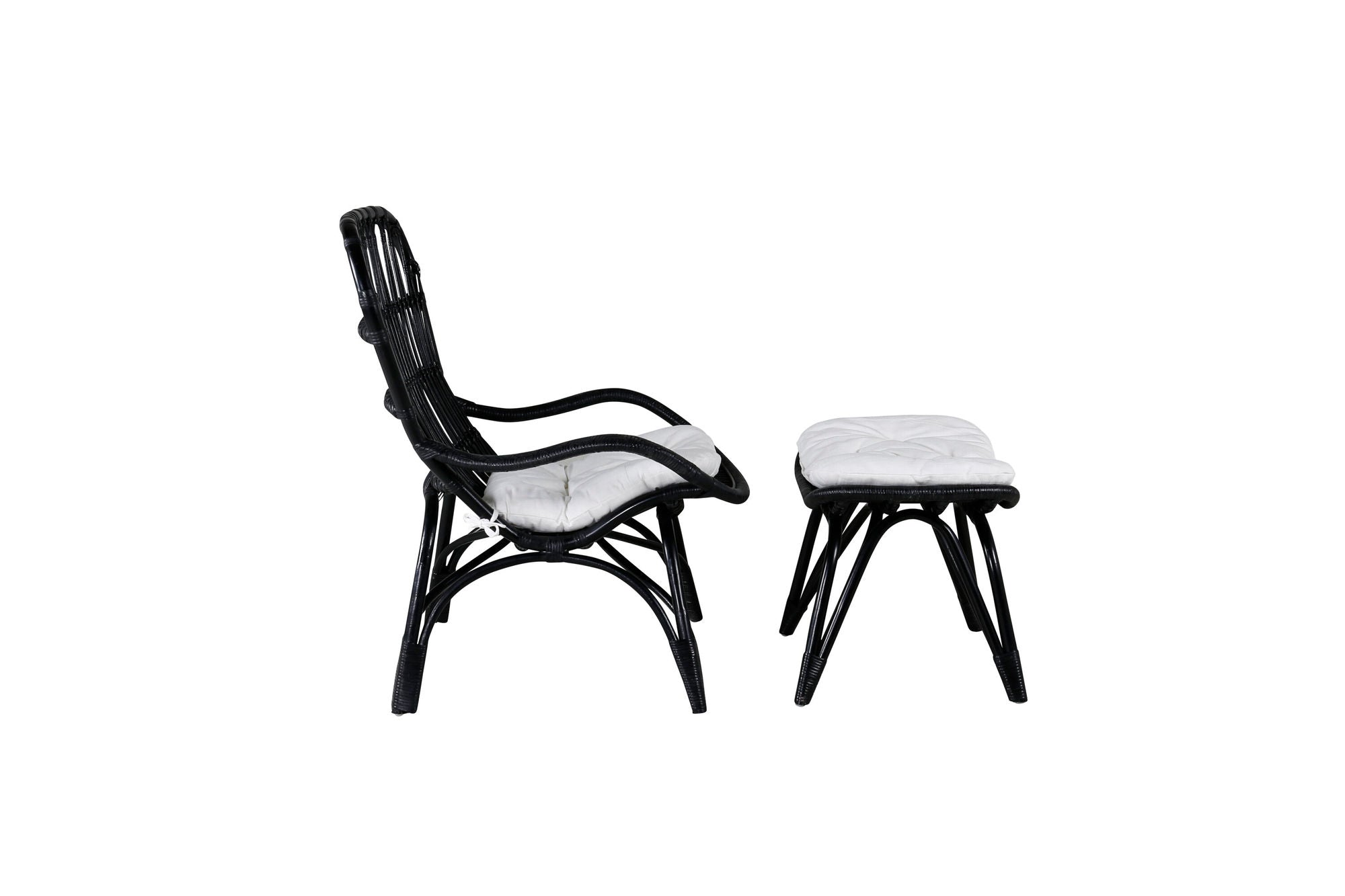Venture Home Ella Lounge stol - BLACK rattan / Offwhite Cushion Ersätter 1571-6012
