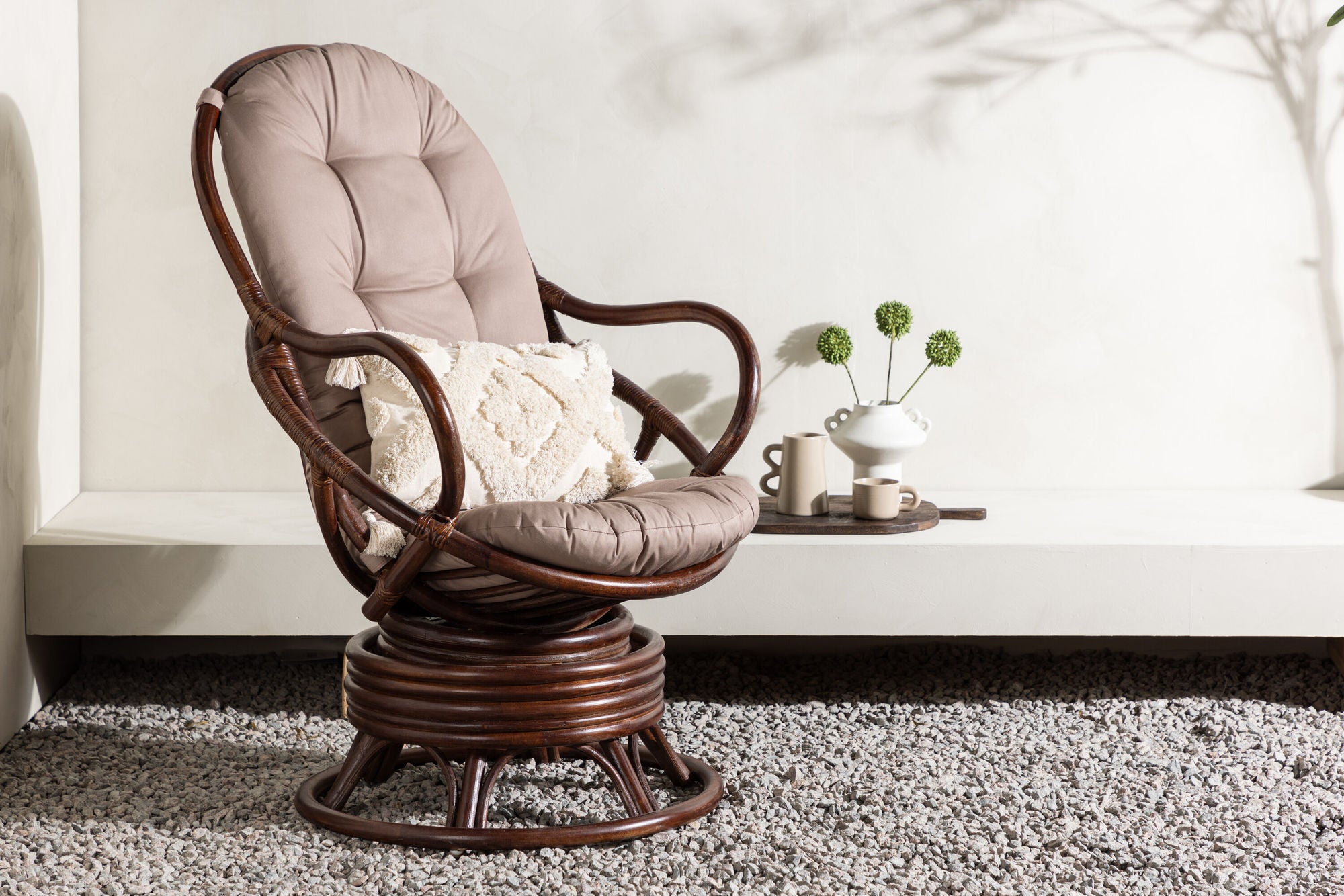 Venture Home Swing Loungechair Rattan - Dark walnut / Beige - Ersätter 1575-102
