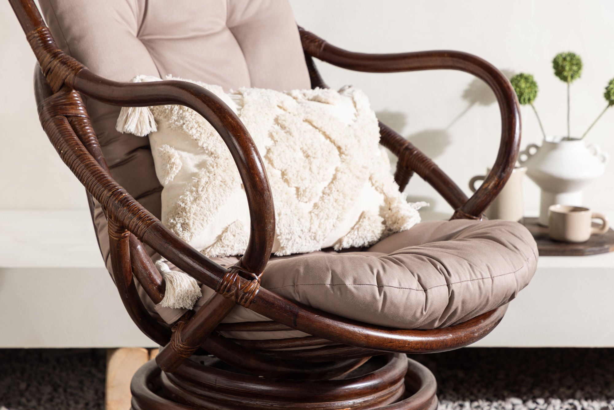 Venture Home Swing Loungechair Rattan - Dark walnut / Beige - Ersätter 1575-102