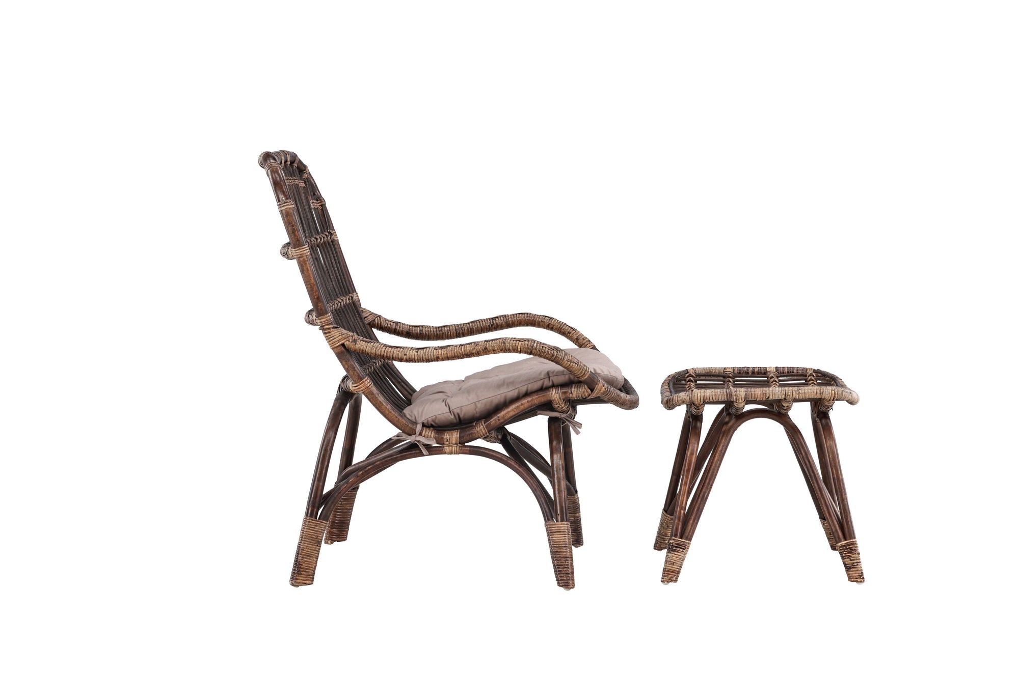 Venture Home Ella Loungechair Rattan - Dark walnut / Beige - Ersätter 6109-101