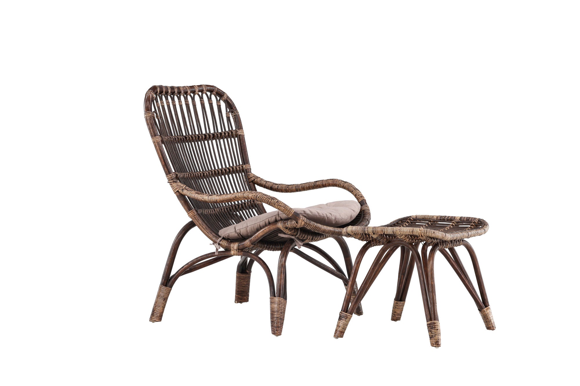 Venture Home Ella Loungechair Rattan - Dark walnut / Beige - Ersätter 6109-101