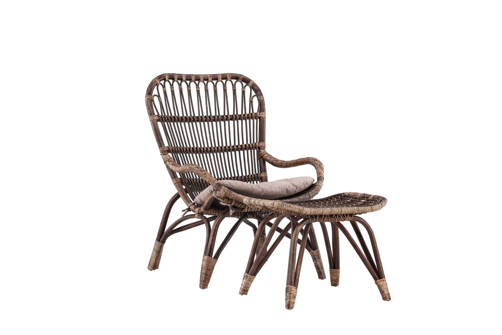Venture Home Ella Loungechair Rattan - Dark walnut / Beige - Ersätter 6109-101