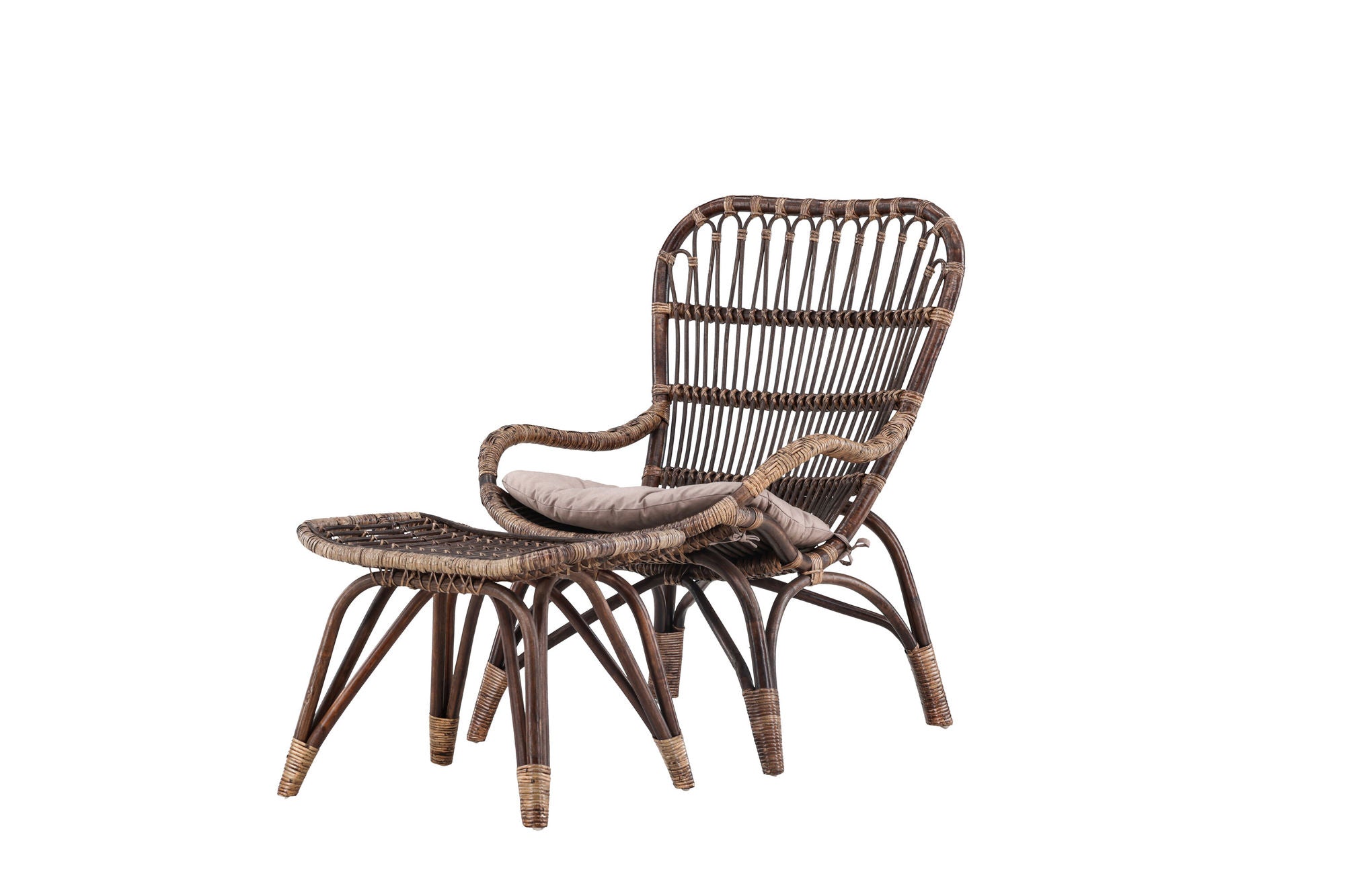 Venture Home Ella Loungechair Rattan - Dark walnut / Beige - Ersätter 6109-101