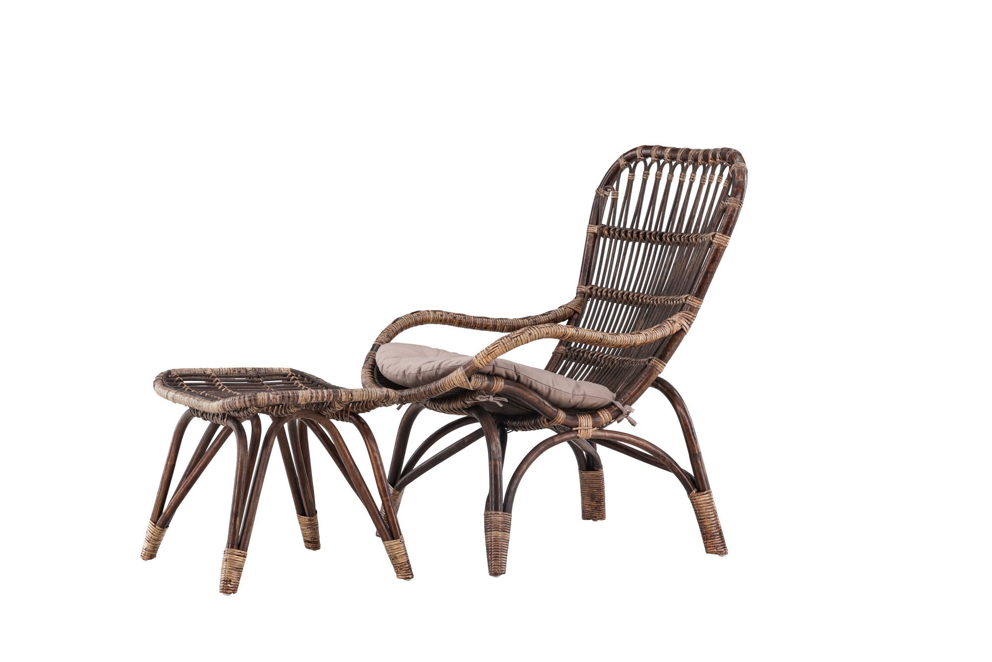 Venture Home Ella Loungechair Rattan - Dark walnut / Beige - Ersätter 6109-101