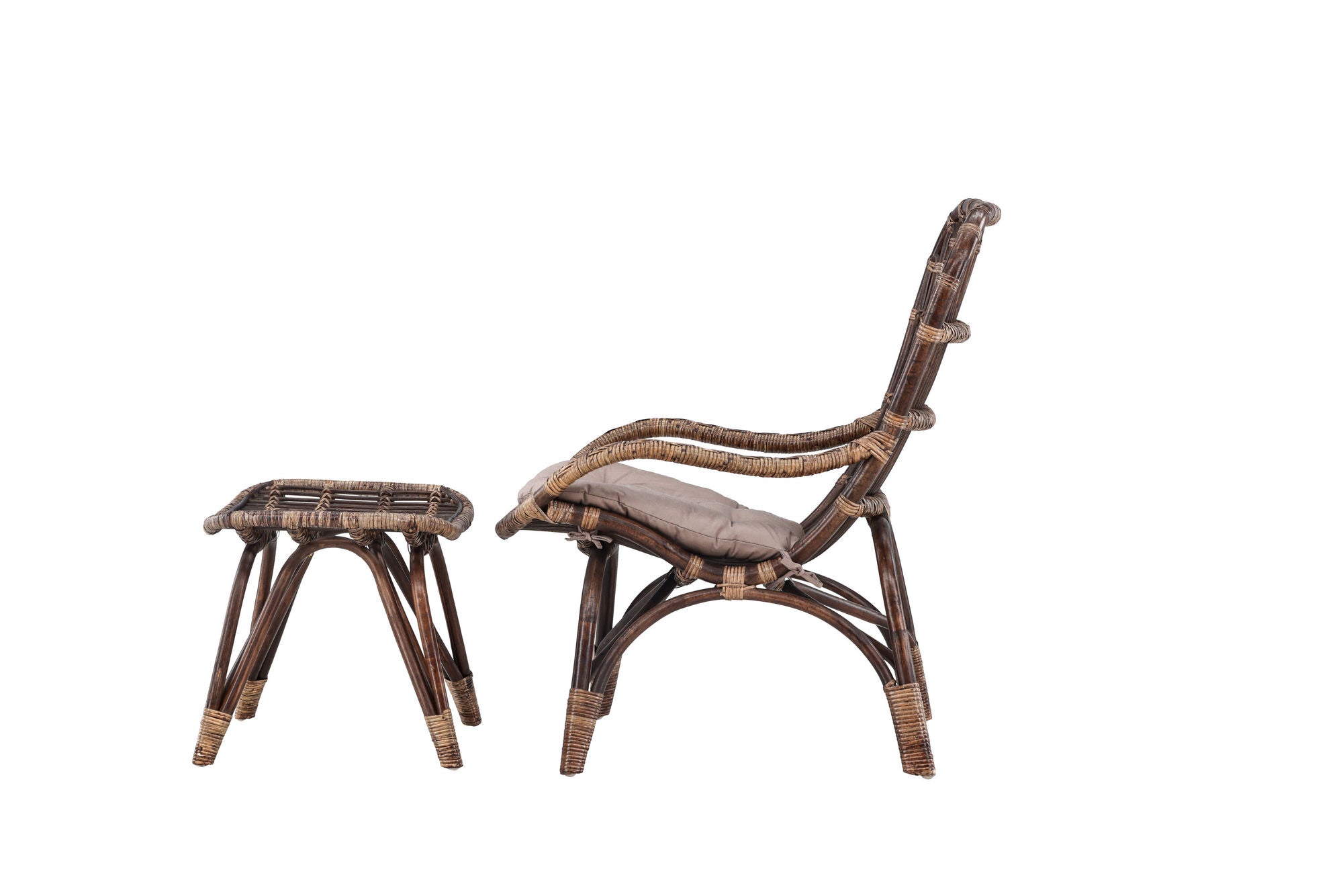 Venture Home Ella Loungechair Rattan - Dark walnut / Beige - Ersätter 6109-101