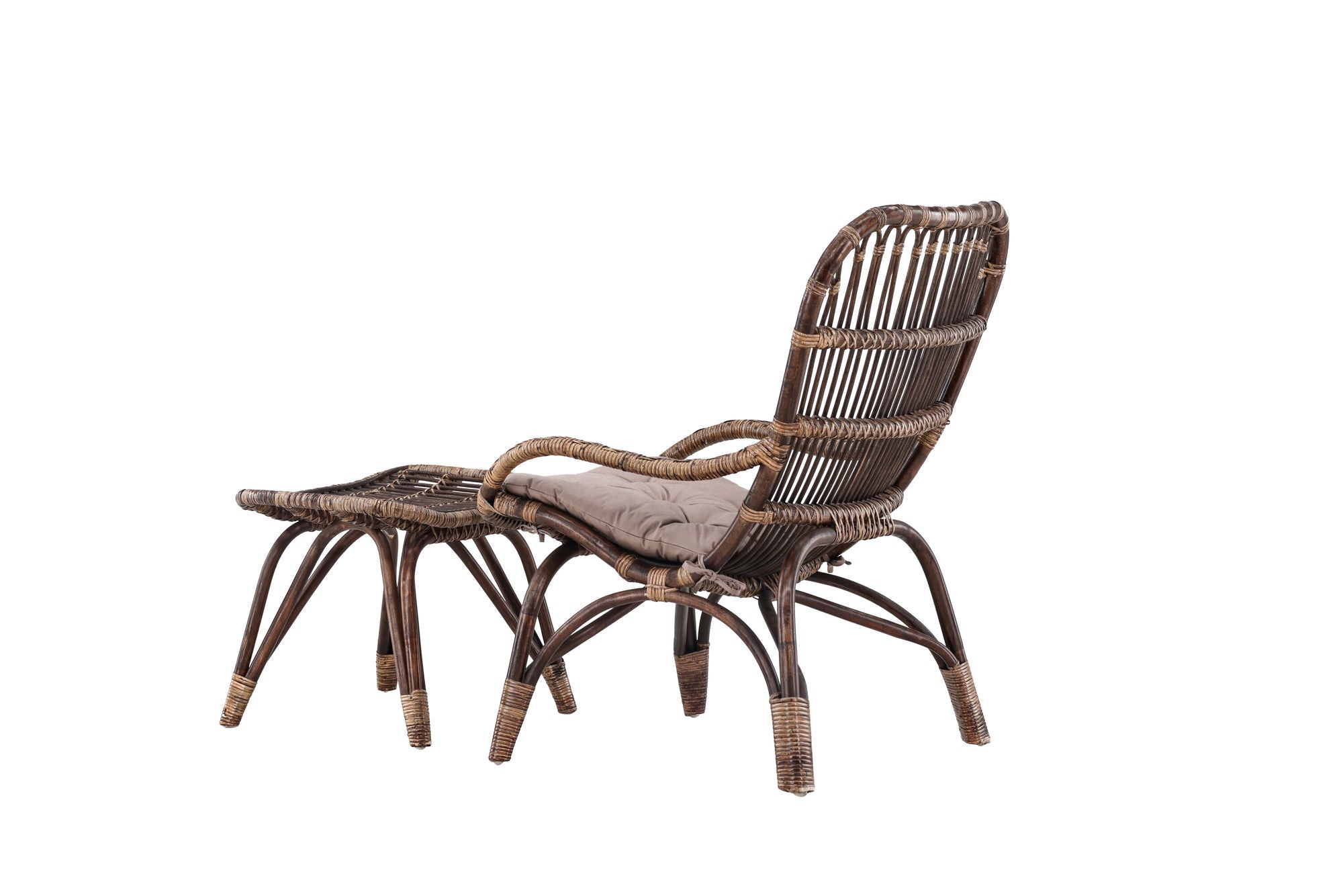 Venture Home Ella Loungechair Rattan - Dark walnut / Beige - Ersätter 6109-101