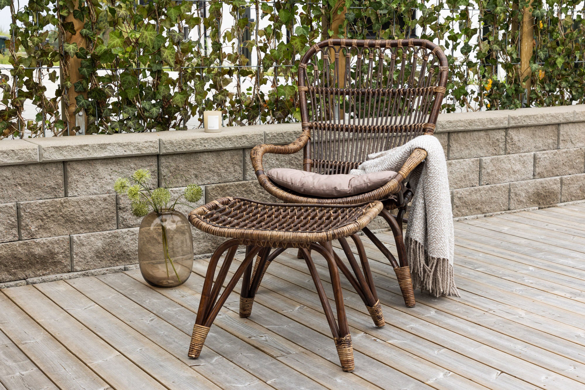 Venture Home Ella Loungechair Rattan - Dark walnut / Beige - Ersätter 6109-101