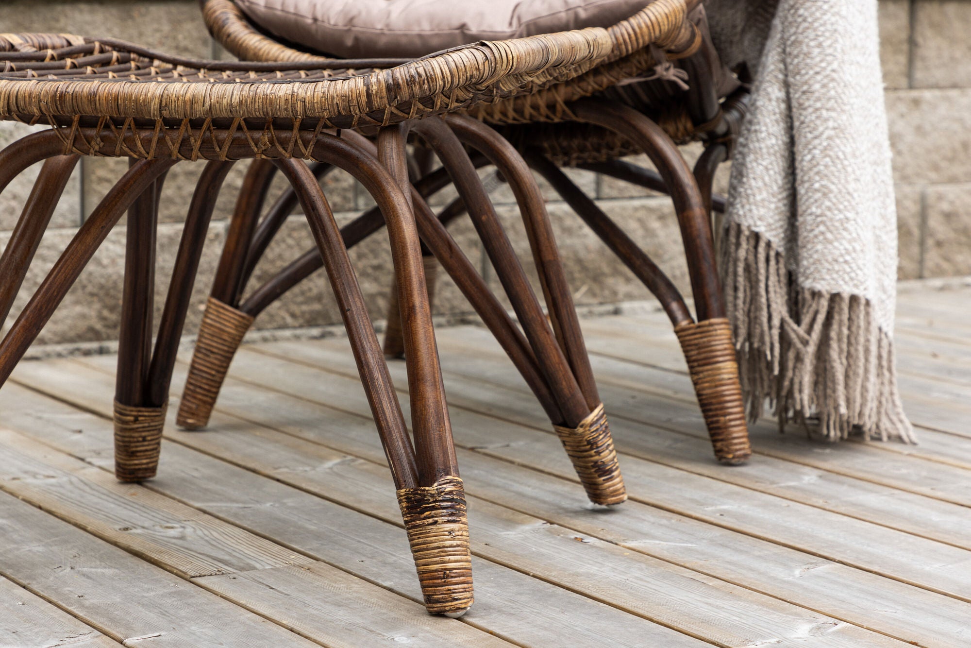 Venture Home Ella Loungechair Rattan - Dark walnut / Beige - Ersätter 6109-101