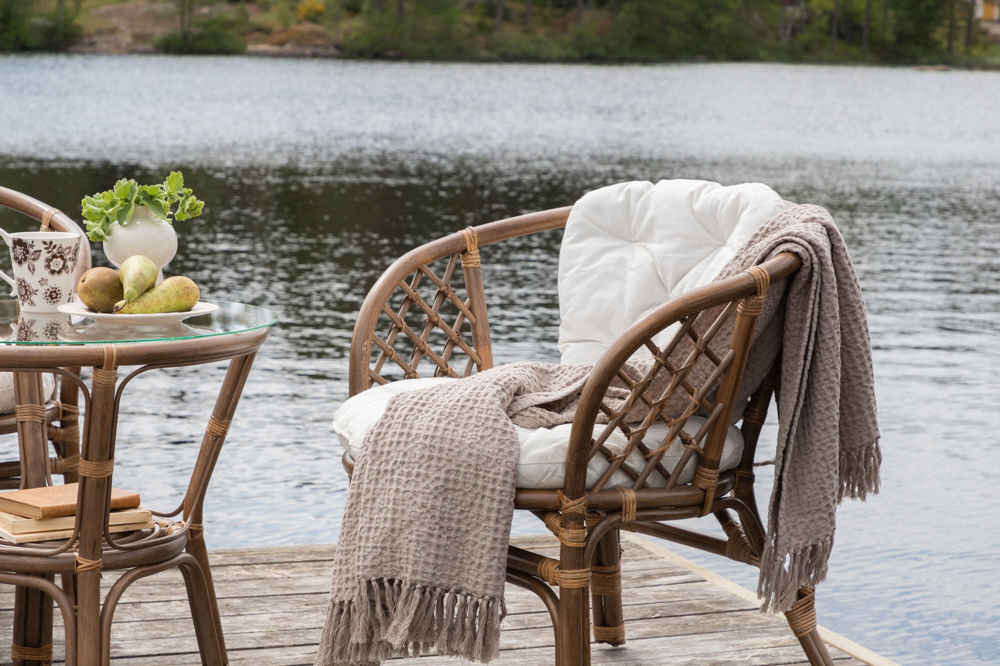 Venture Home Wera Café set -2+1 Rattan / Offwhite Cushion - Ersätter 1573-6011