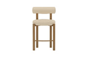 Venture Home Tillo Bar stol 2-Pack - Steel with Woodlook 3D Paper / White Boucle