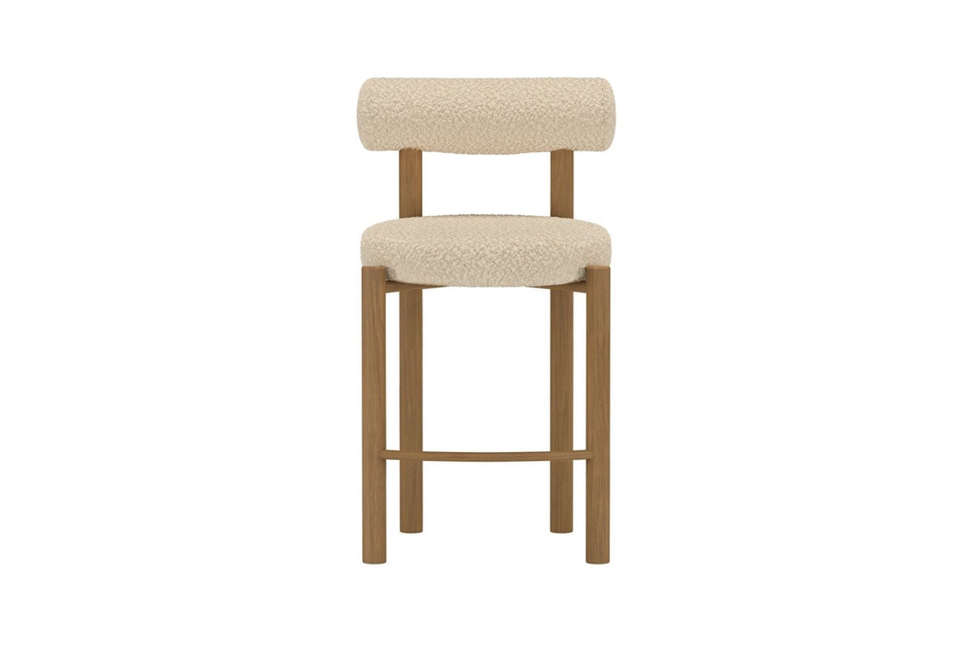 Venture Home Tillo Bar stol 2-Pack - Steel with Woodlook 3D Paper / White Boucle