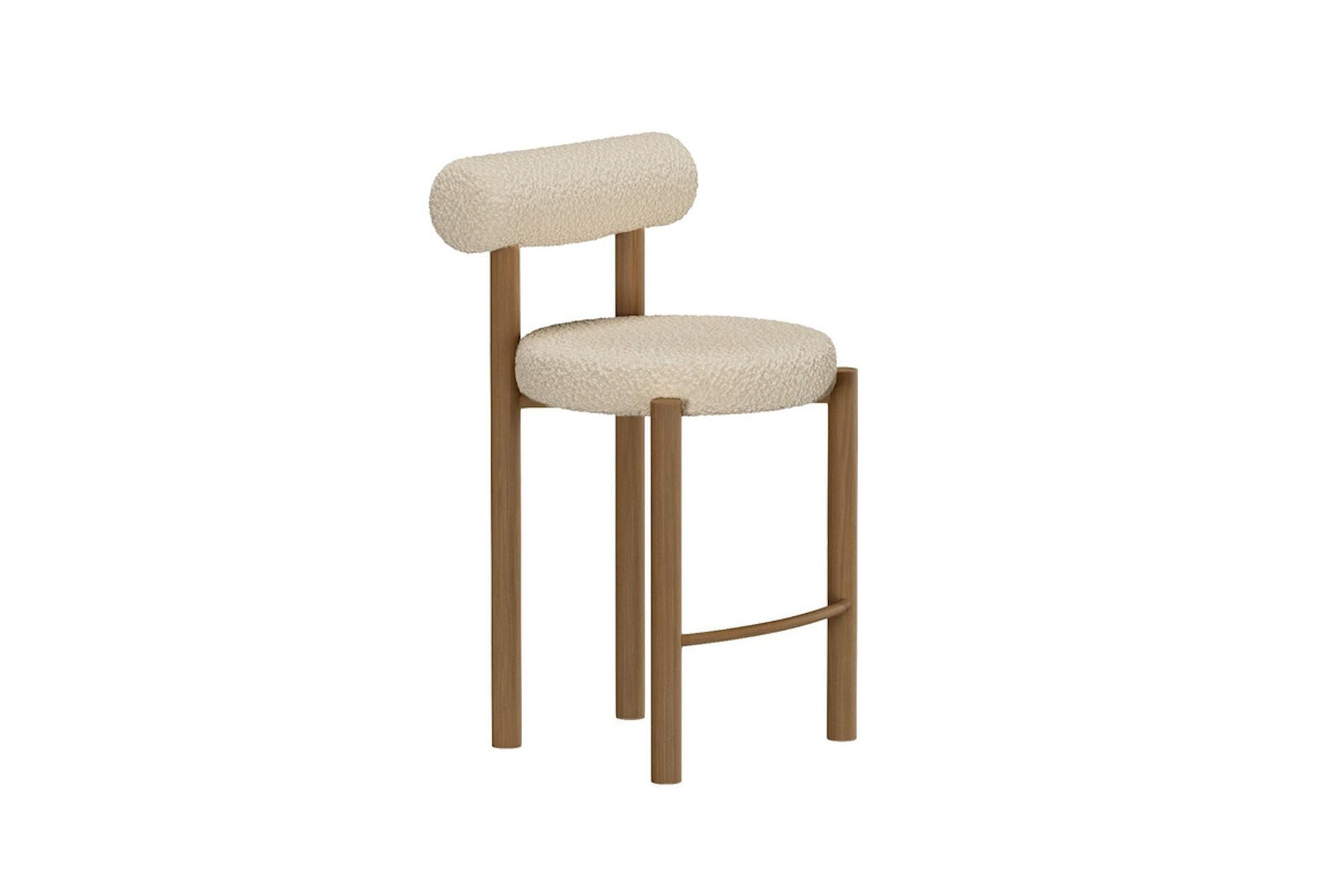 Venture Home Tillo Bar stol 2-Pack - Steel with Woodlook 3D Paper / White Boucle