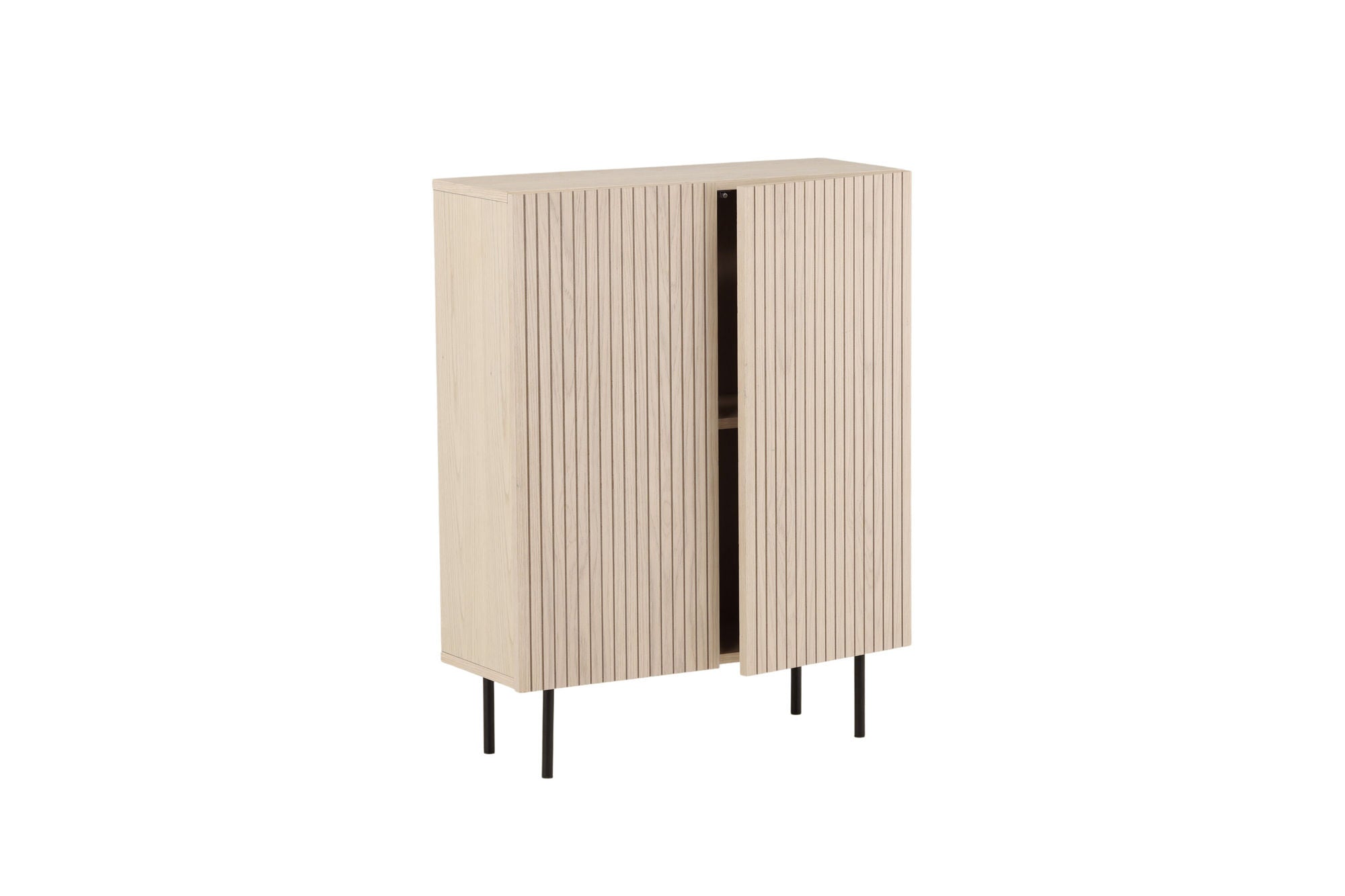 Vind Björkön High Skænk skab - Whitewash / Oak/faneer