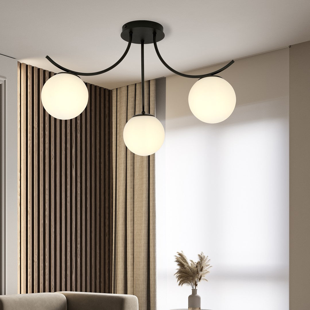 BOSTON 3 SORT/OPAL Loftlampe
