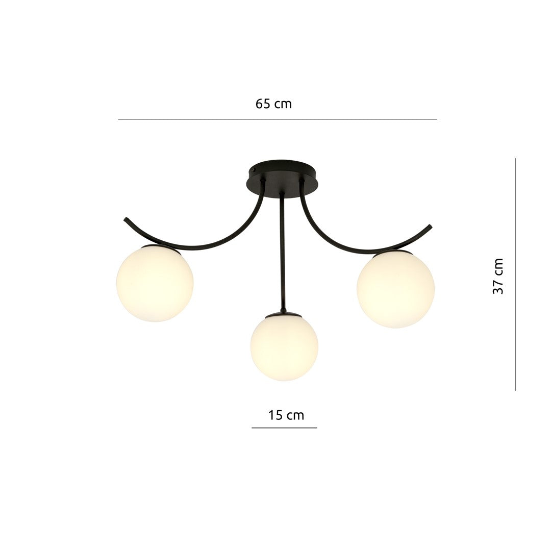 BOSTON 3 SORT/OPAL Loftlampe