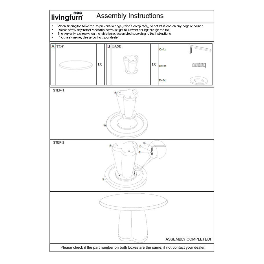 Brix Klubber 130 cm Spisebord