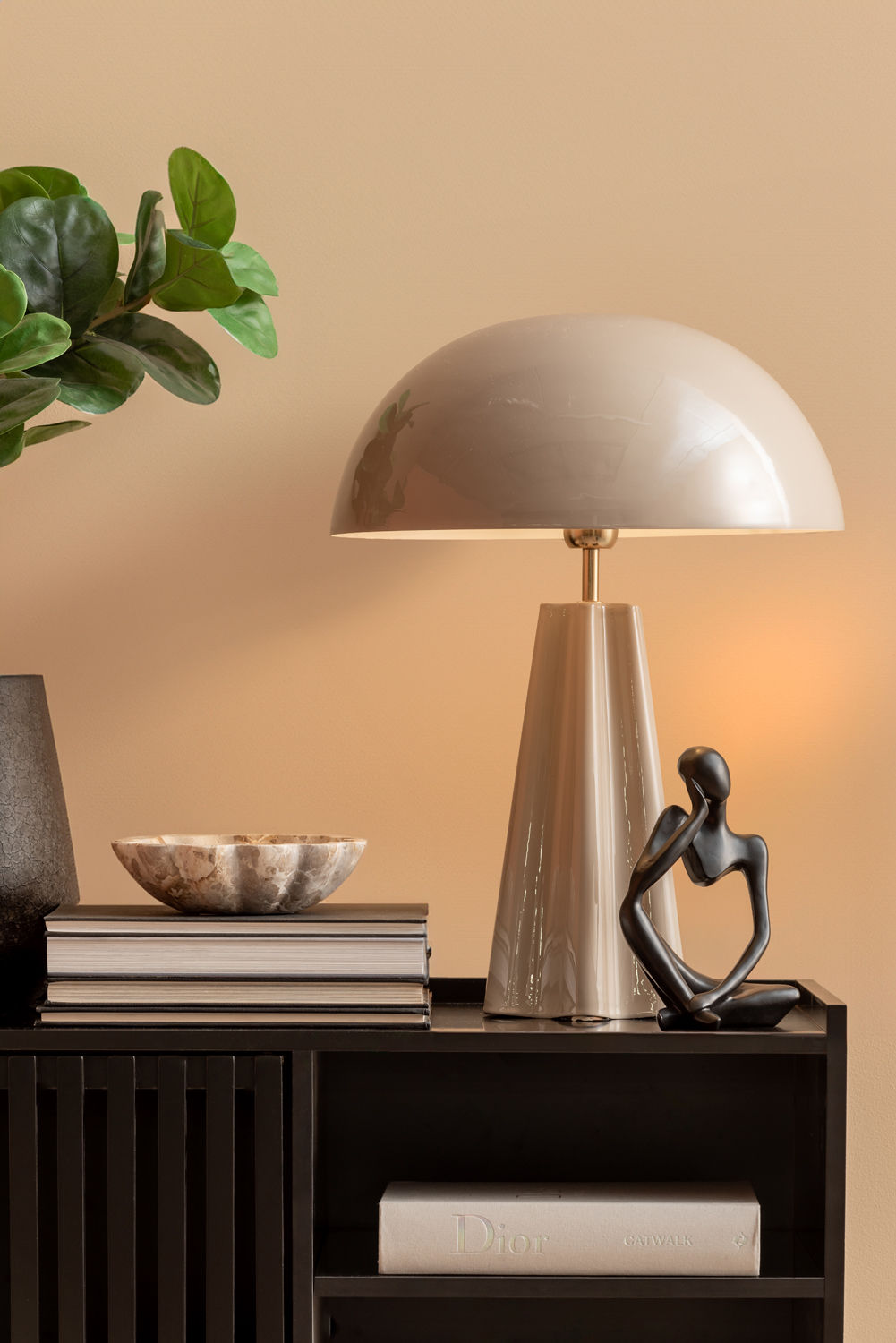LEITMOTIV Table lamp Amplio XL enamel warm grey