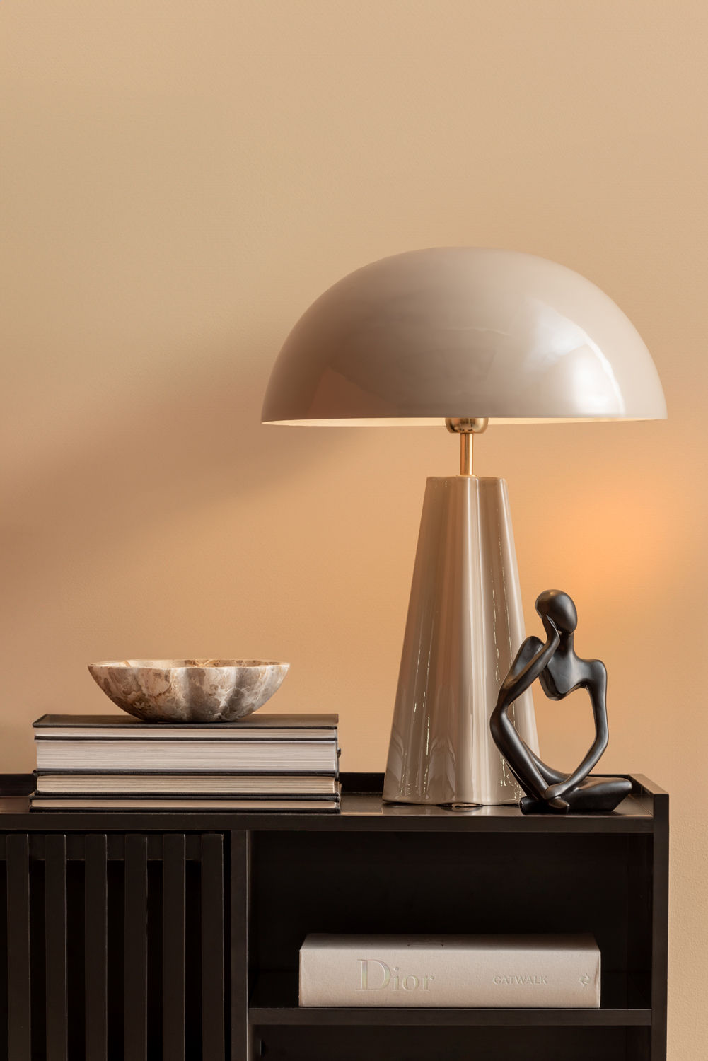 LEITMOTIV Table lamp Amplio XL enamel warm grey
