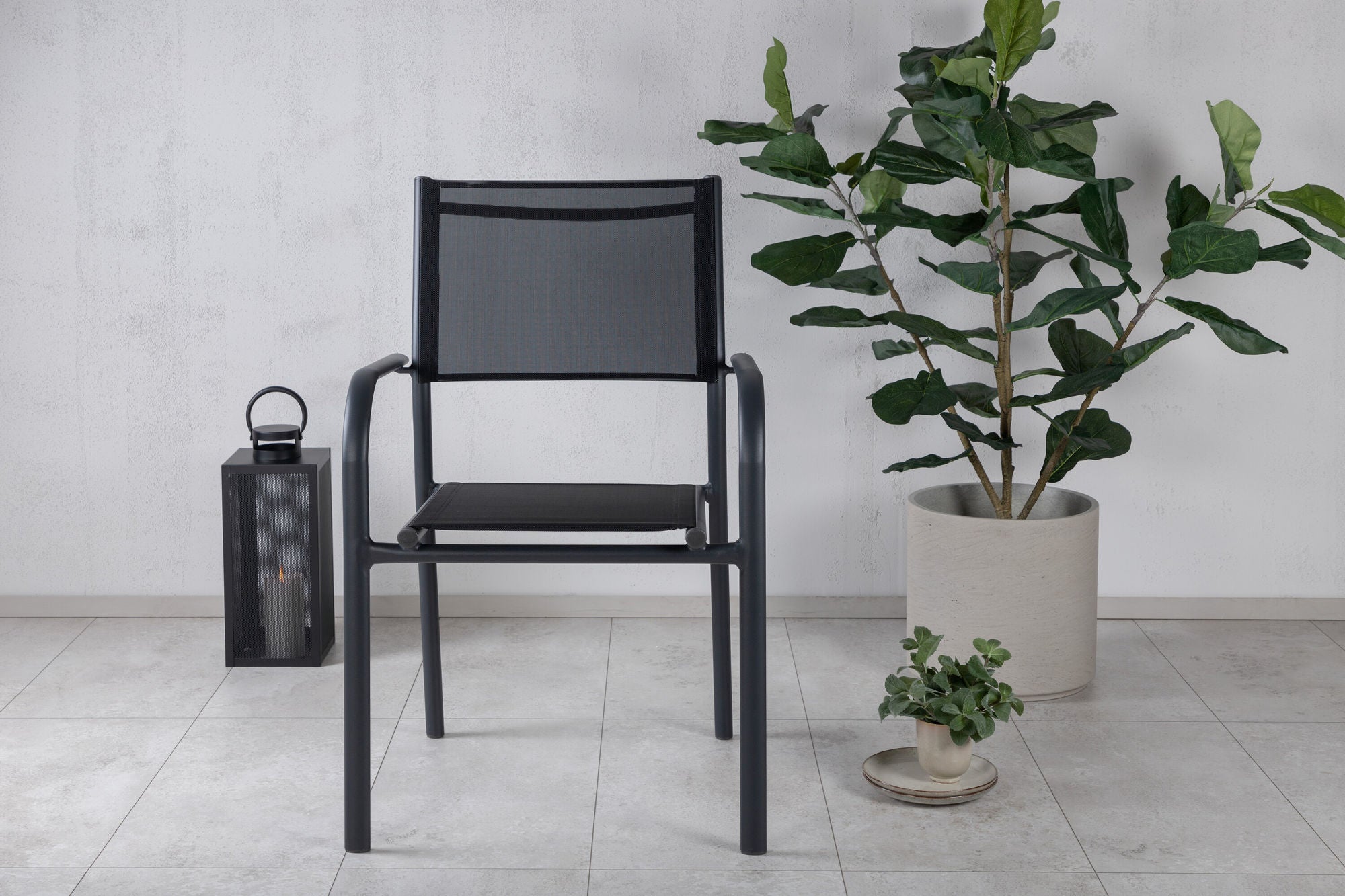 Venture Home Santorini Arm stol -Stackable - Black alu / Black Textilene