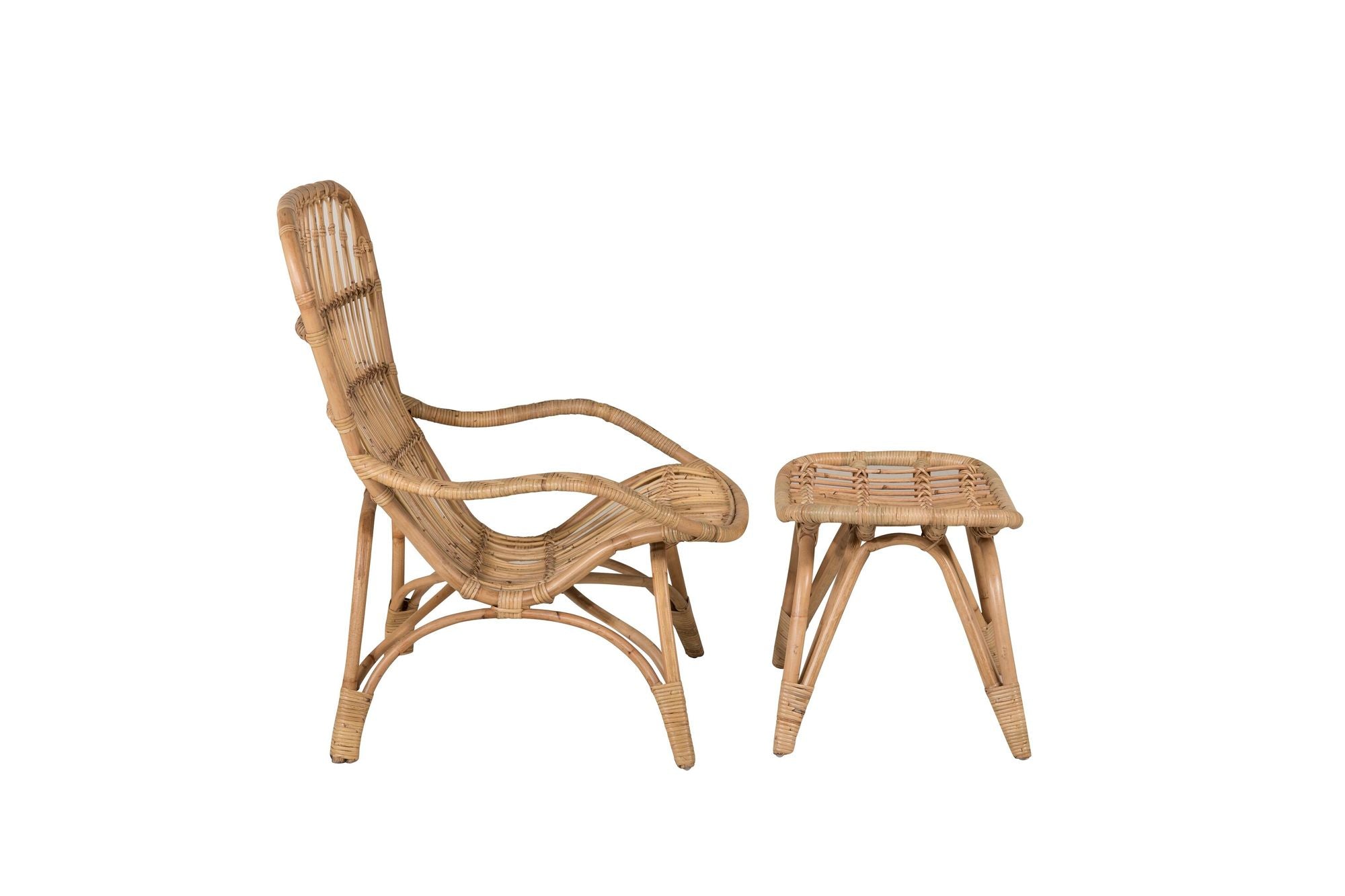 Venture Home Ella Lounge stol - rattan / Offwhite Cushion. inc. Ottoman