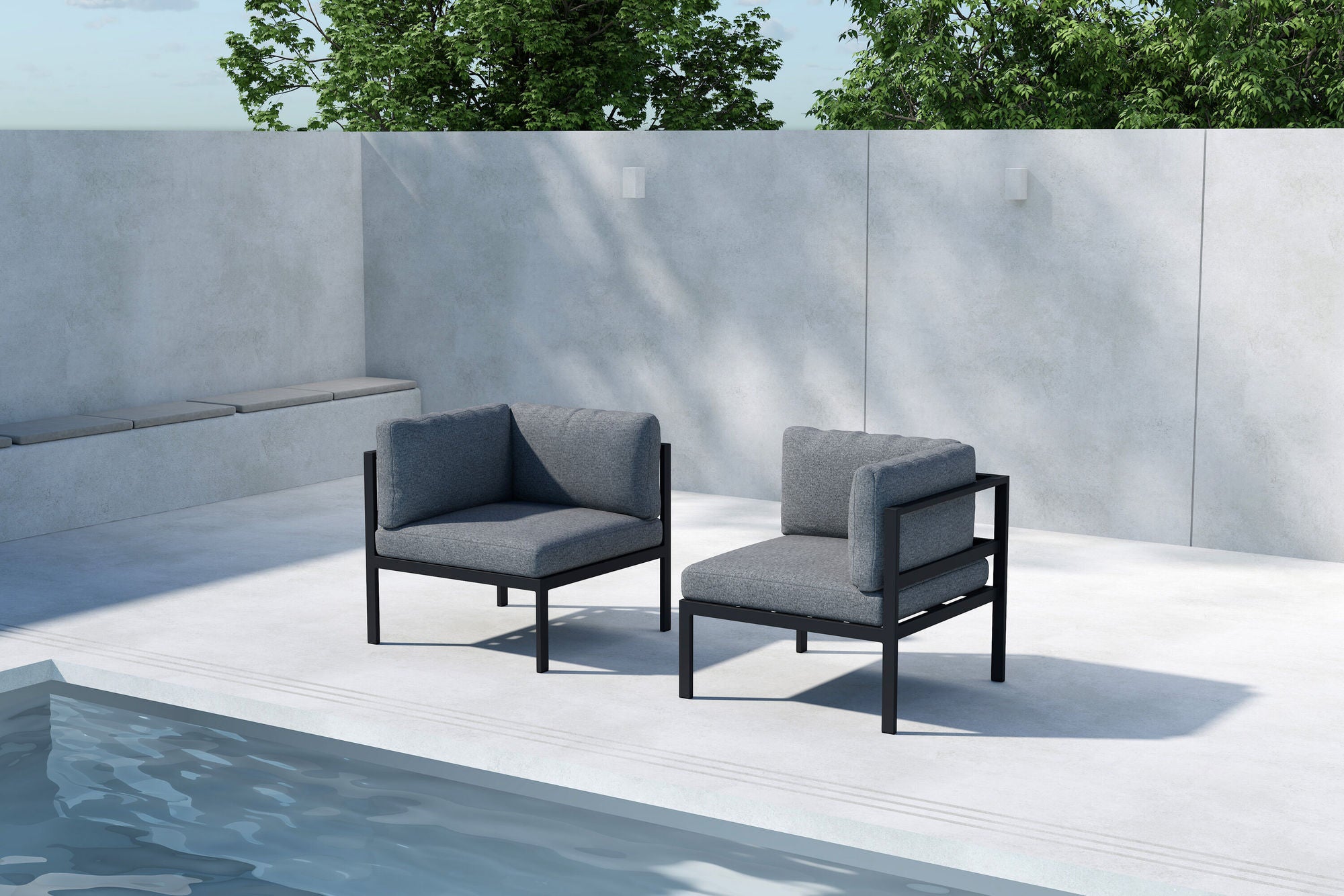 Venture Home Copacabana hjørne Part - Black Alu / Grey Cushion