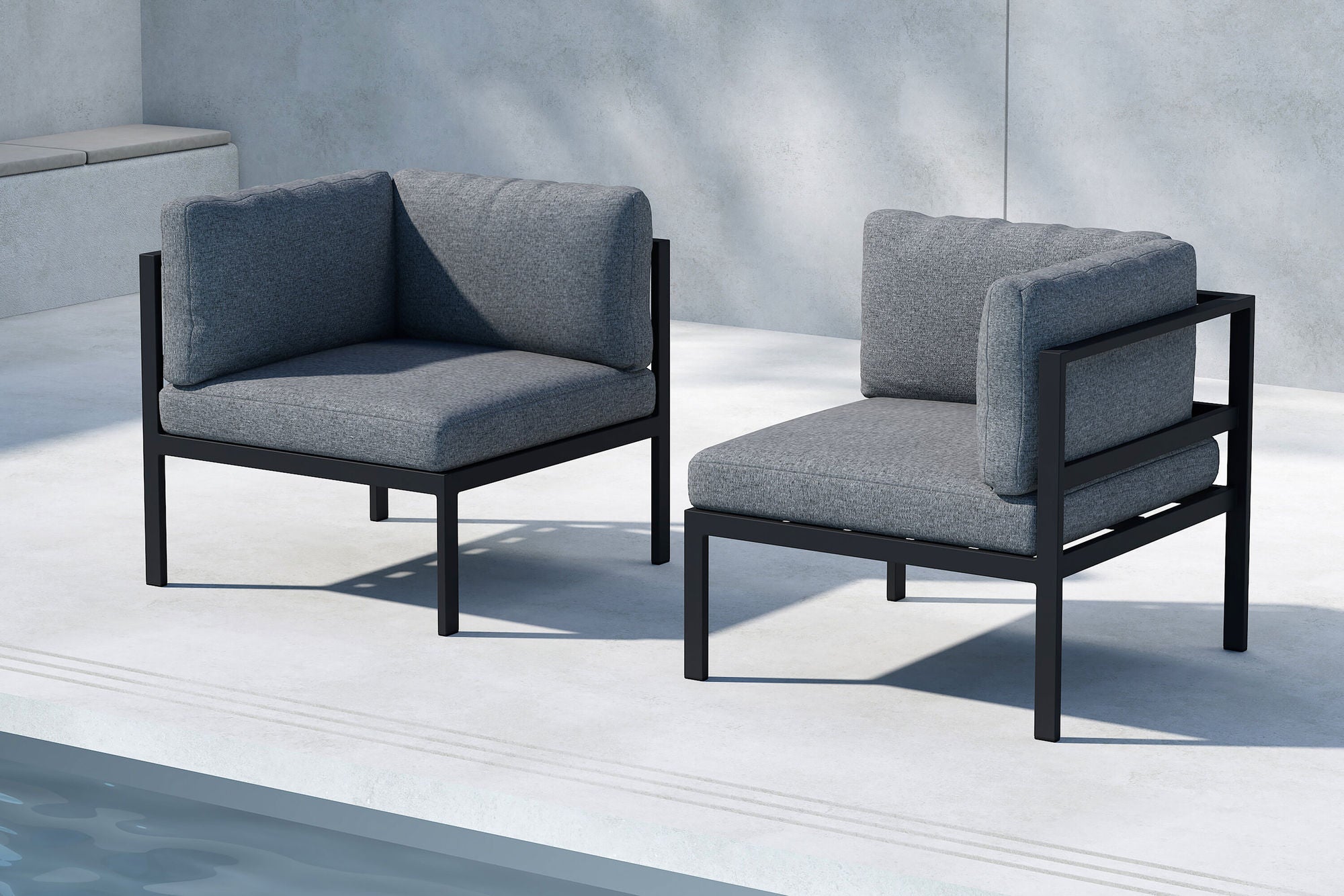 Venture Home Copacabana hjørne Part - Black Alu / Grey Cushion