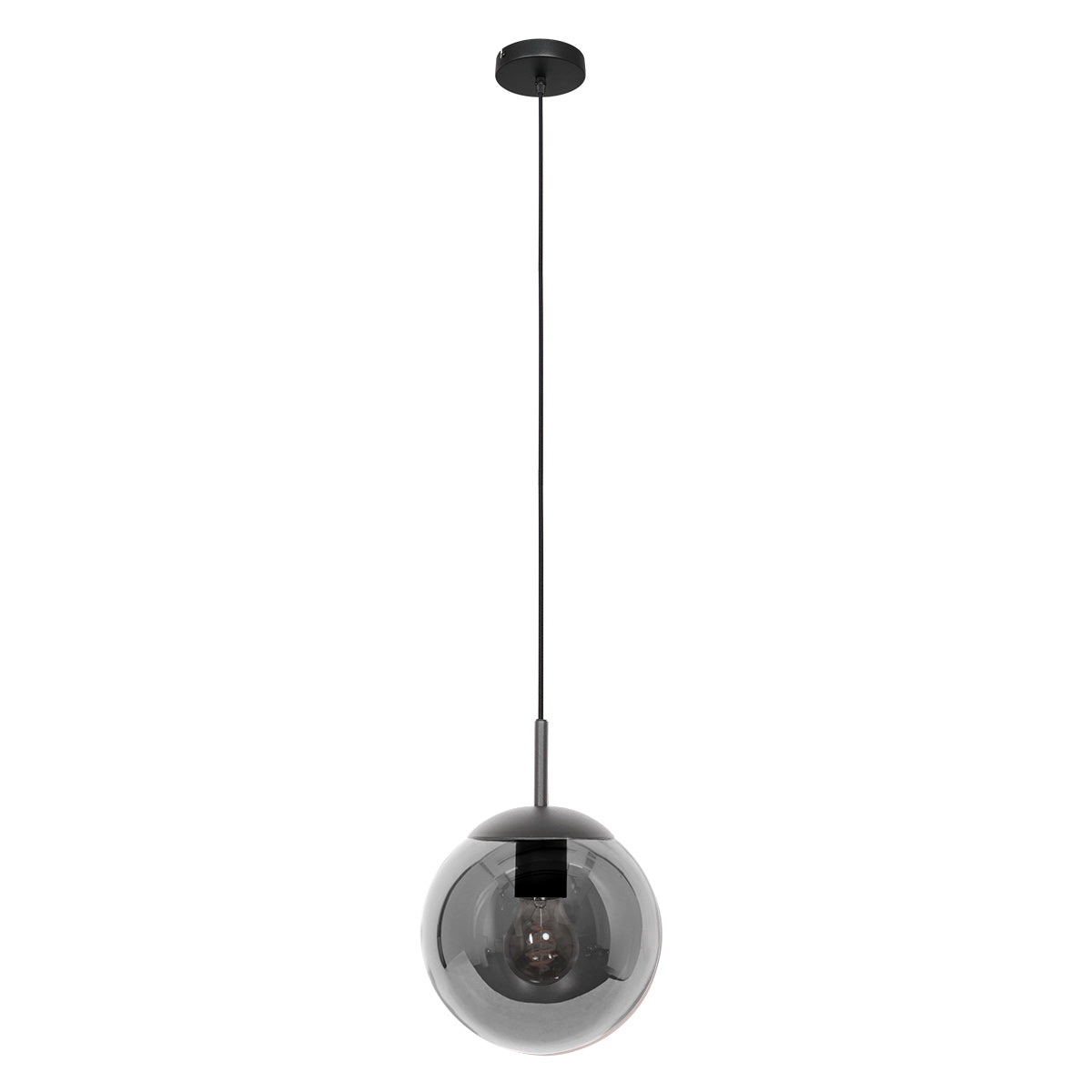 Hængelampe Bollique 3496ZW i sort med røget glas Ø20 cm