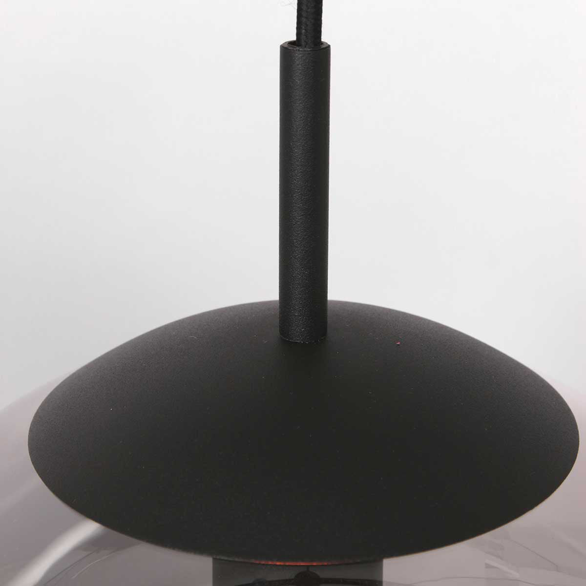 Hængelampe Bollique 3496ZW i sort med røget glas Ø20 cm