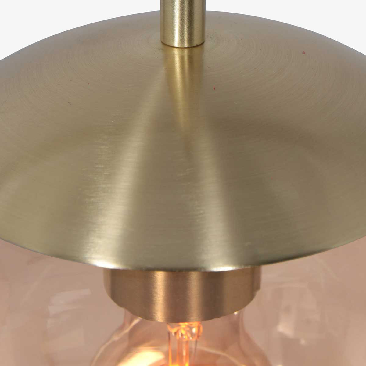 Pendellampe Bollique 3497ME i messing med ravfarvet glas Ø25 cm