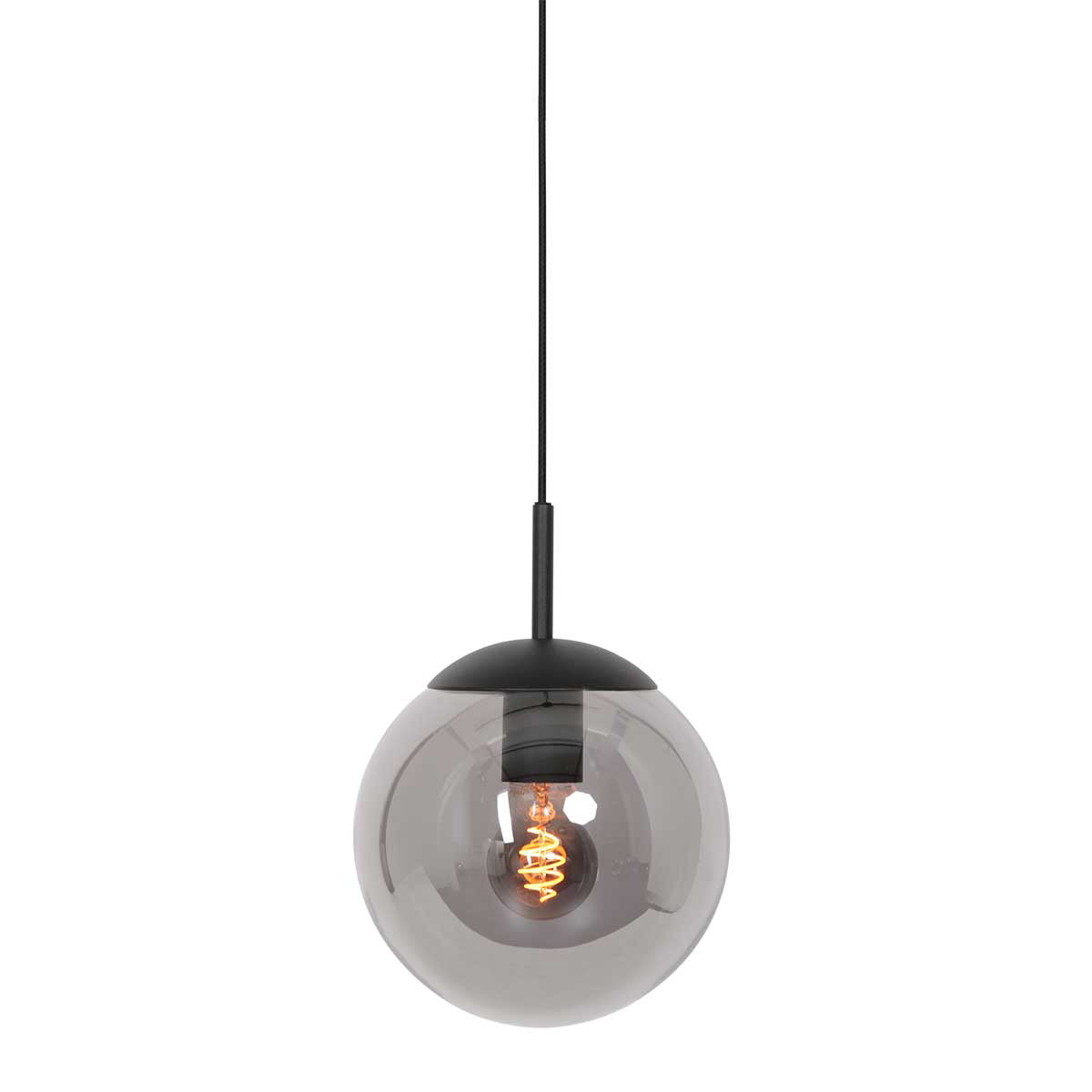 Hængelampe Bollique 3497ZW sort med røgfarvet glas Ø25 cm