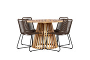Venture Home Lumpur Diningbord Acacia - Teaklook / rund ø110**75 +Lindos Diningchair Aluminium - Black / _4