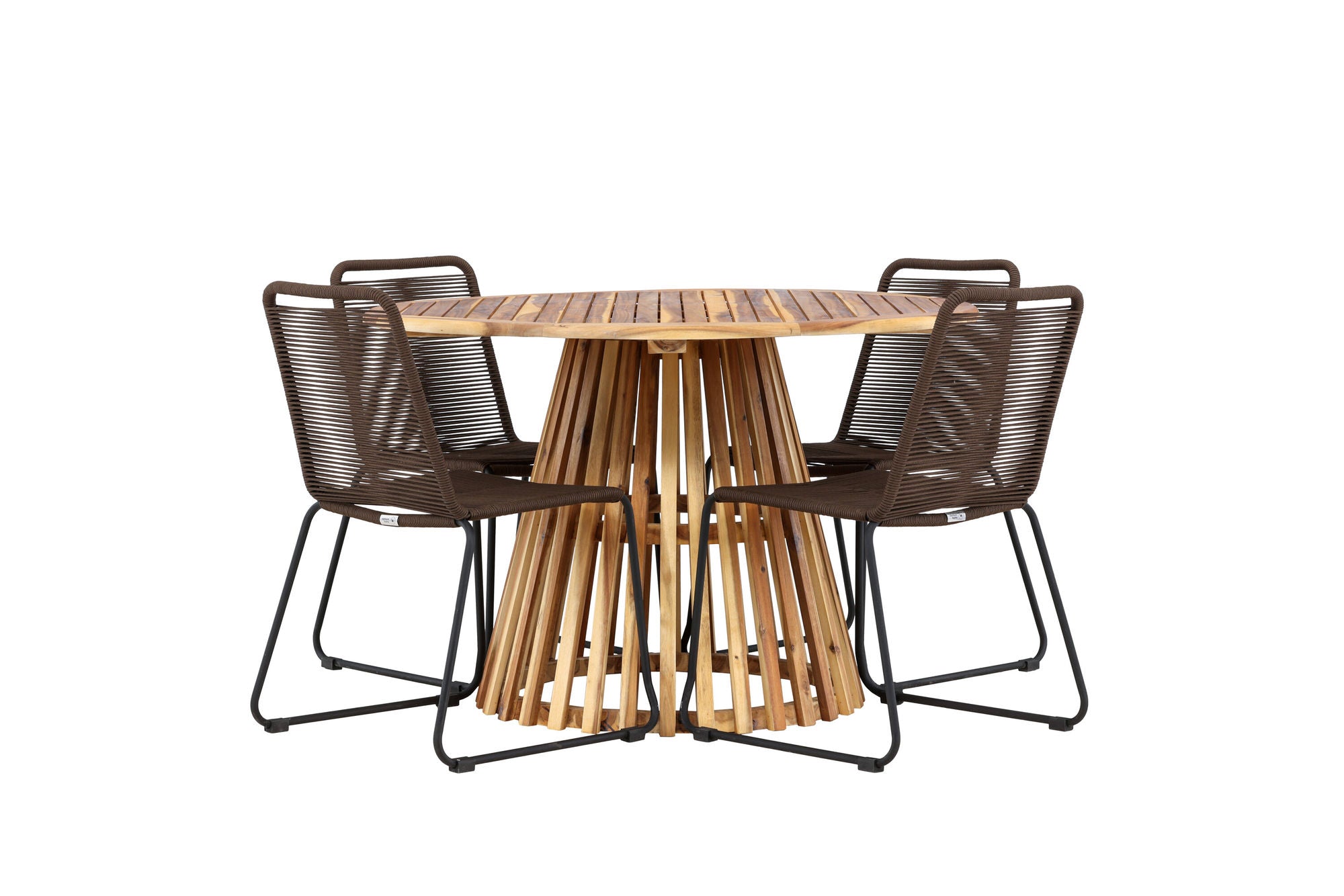 Venture Home Lumpur Diningbord Acacia - Teaklook / rund ø110**75 +Lindos Diningchair Aluminium - Black / _4