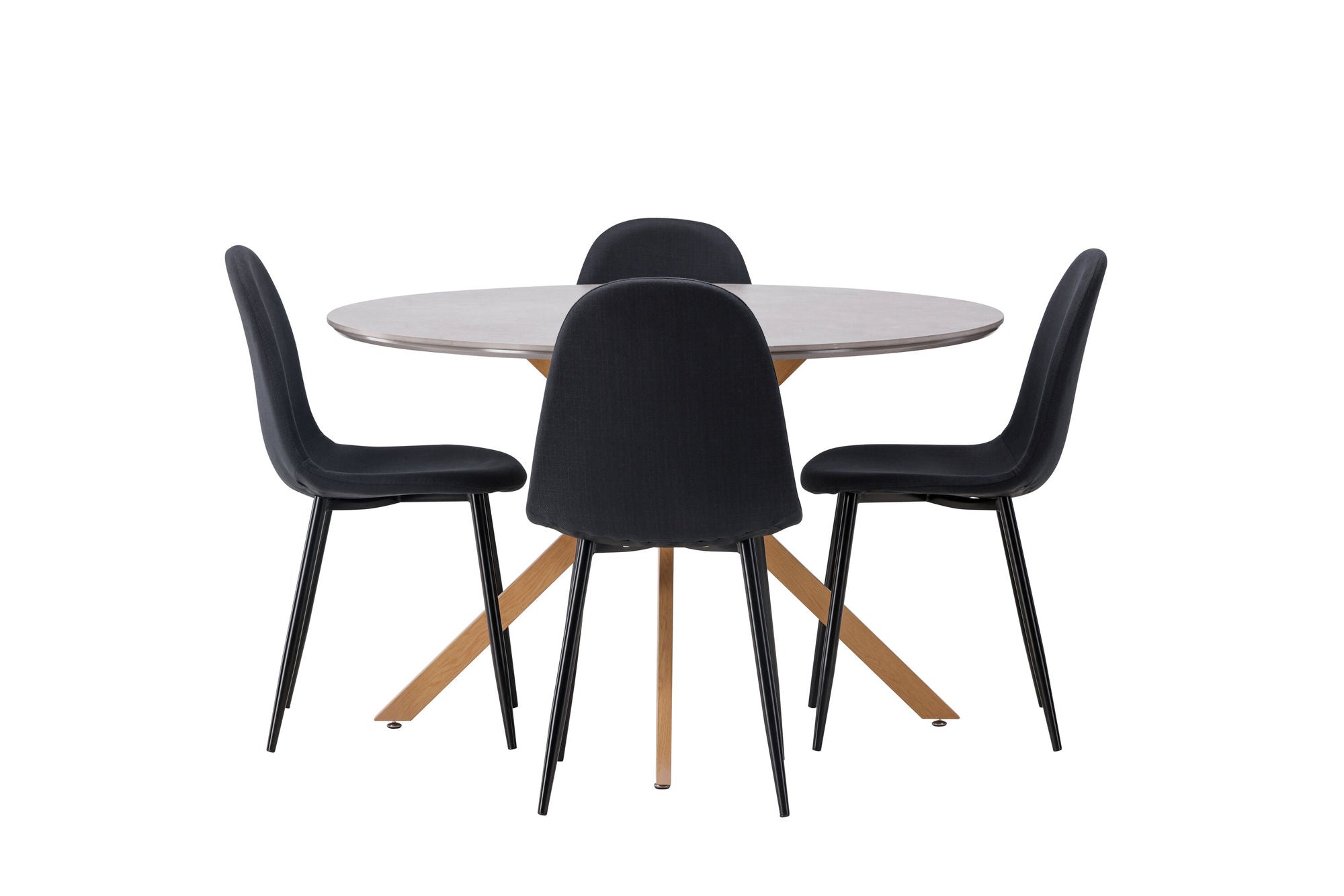Venture Home Piazza spisebord - Natural / Dark Grey Spraystone +Polar Spisebordsstol - Black Legs - Black Fabric _4