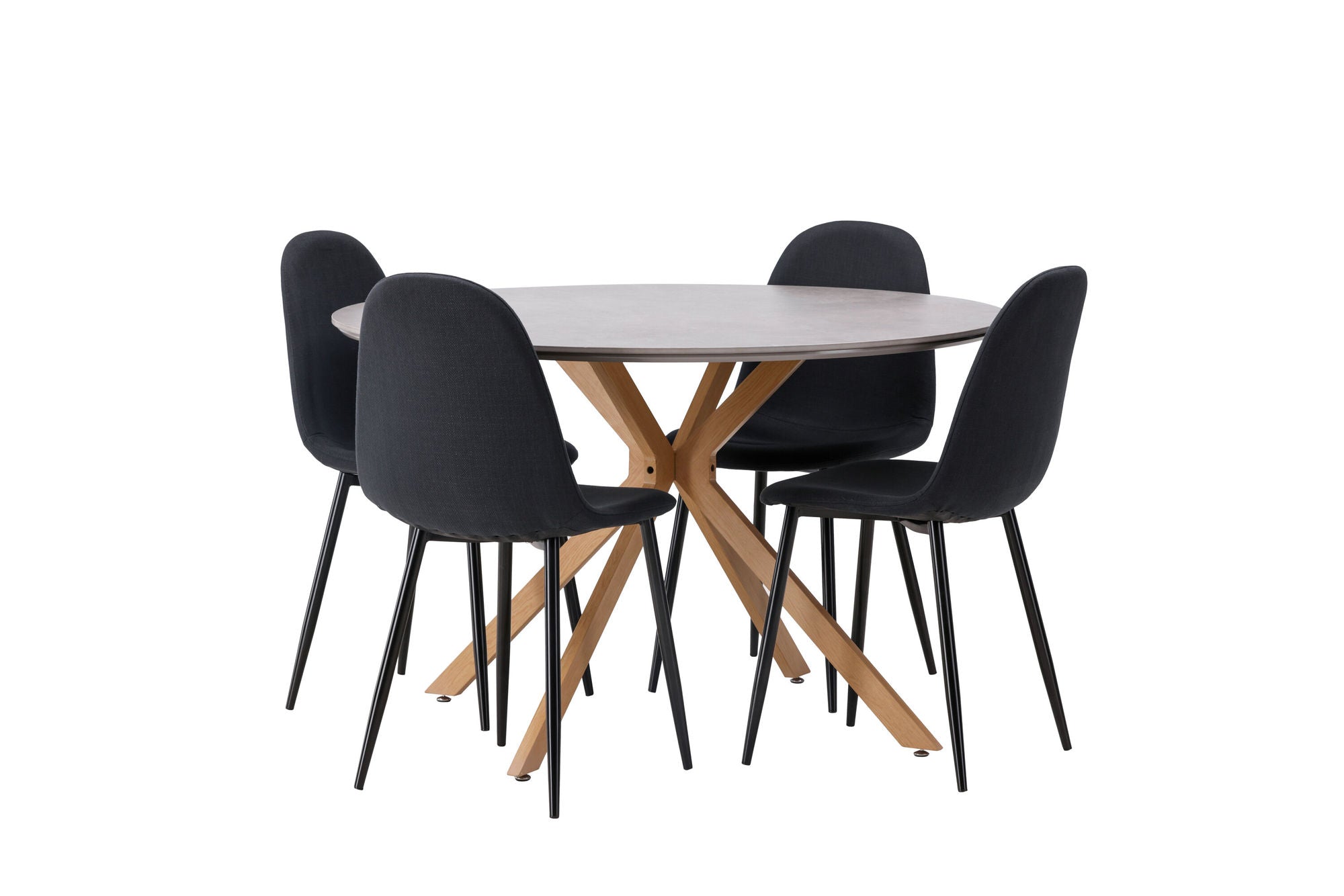 Venture Home Piazza spisebord - Natural / Dark Grey Spraystone +Polar Spisebordsstol - Black Legs - Black Fabric _4