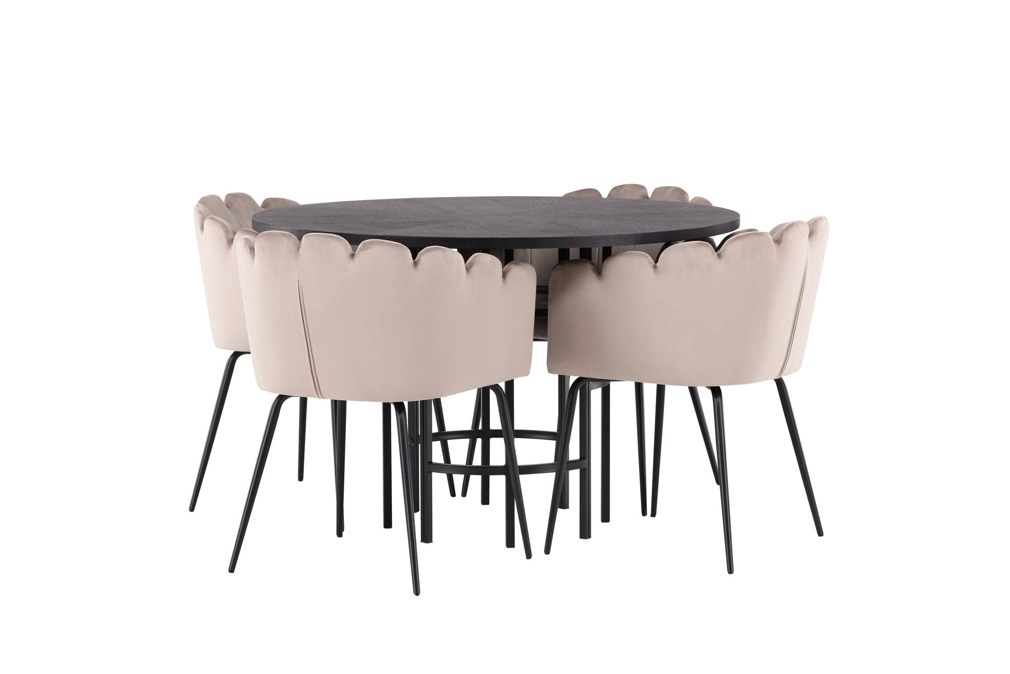 Venture Home Copenhagen spisebord - Black / Black Veneer +Limhamn stol - Black / Beige Velvet _4