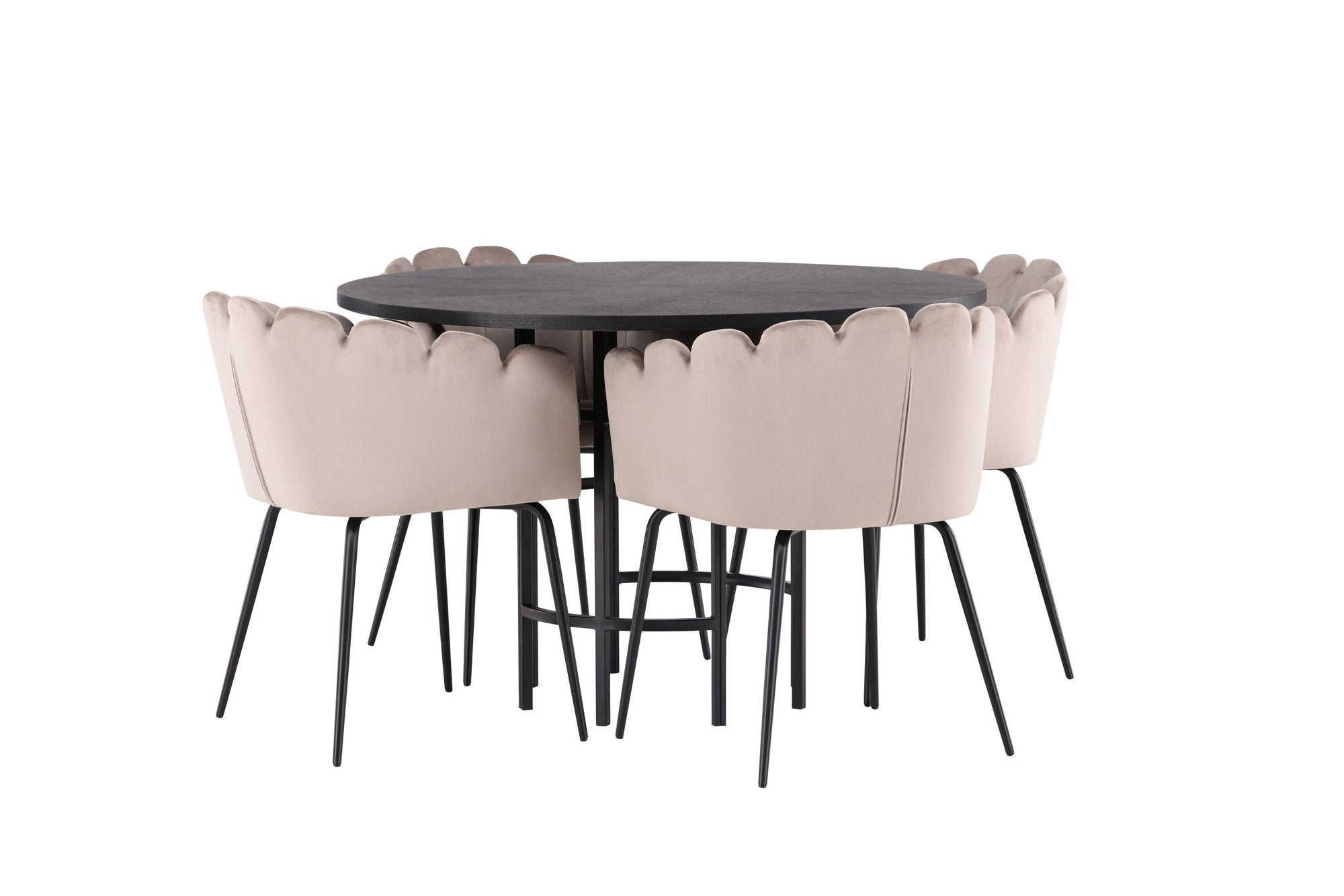 Venture Home Copenhagen spisebord - Black / Black Veneer +Limhamn stol - Black / Beige Velvet _4