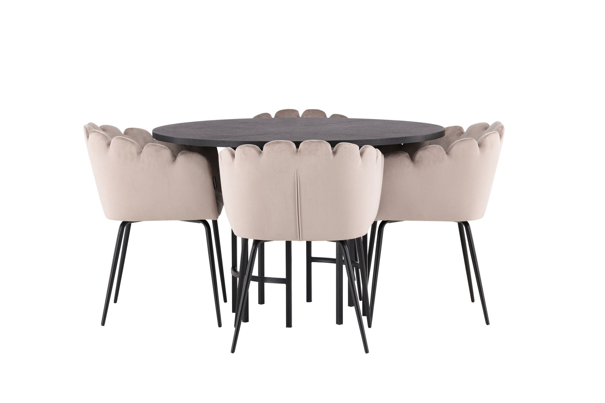 Venture Home Copenhagen spisebord - Black / Black Veneer +Limhamn stol - Black / Beige Velvet _4