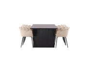Venture Home Vail spisebord - Black / Smoked Black MDF +Limhamn stol - Black / Beige Velvet _6