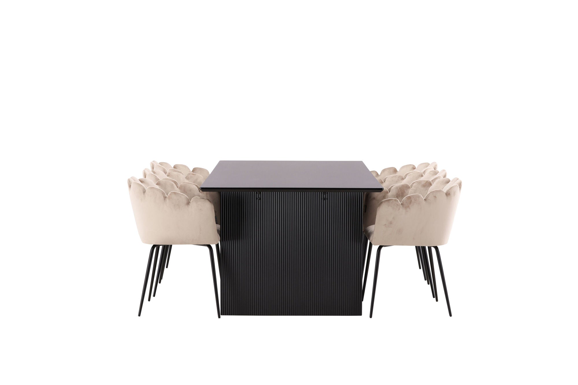 Venture Home Vail spisebord - Black / Smoked Black MDF +Limhamn stol - Black / Beige Velvet _6