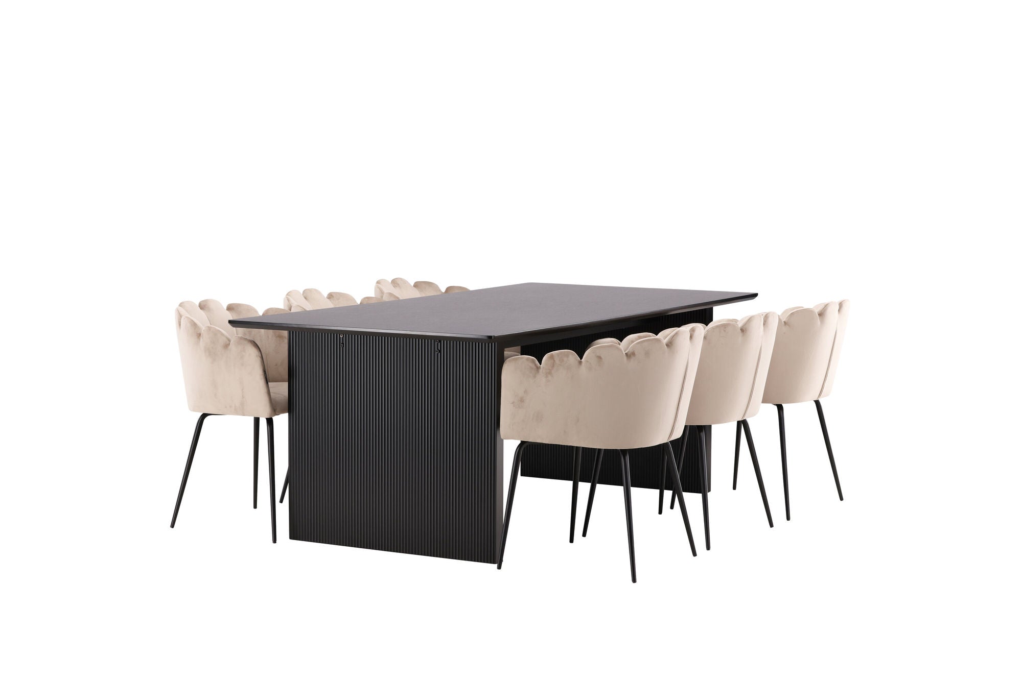Venture Home Vail spisebord - Black / Smoked Black MDF +Limhamn stol - Black / Beige Velvet _6