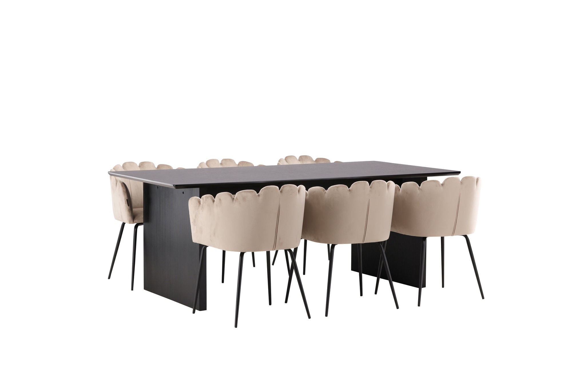 Venture Home Vail spisebord - Black / Smoked Black MDF +Limhamn stol - Black / Beige Velvet _6
