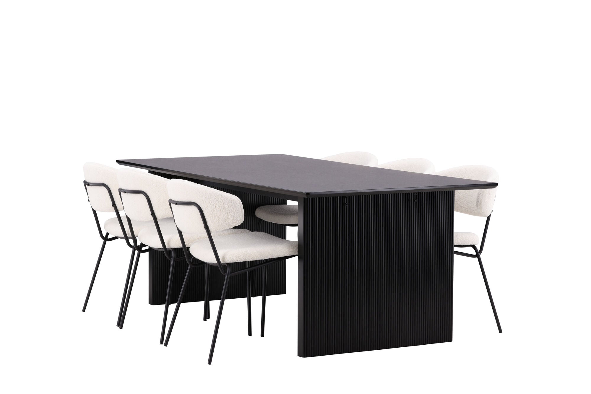 Venture Home Vail spisebord - Black / Smoked Black MDF +Chico Spisebordsstol - Black / White Boucle _6