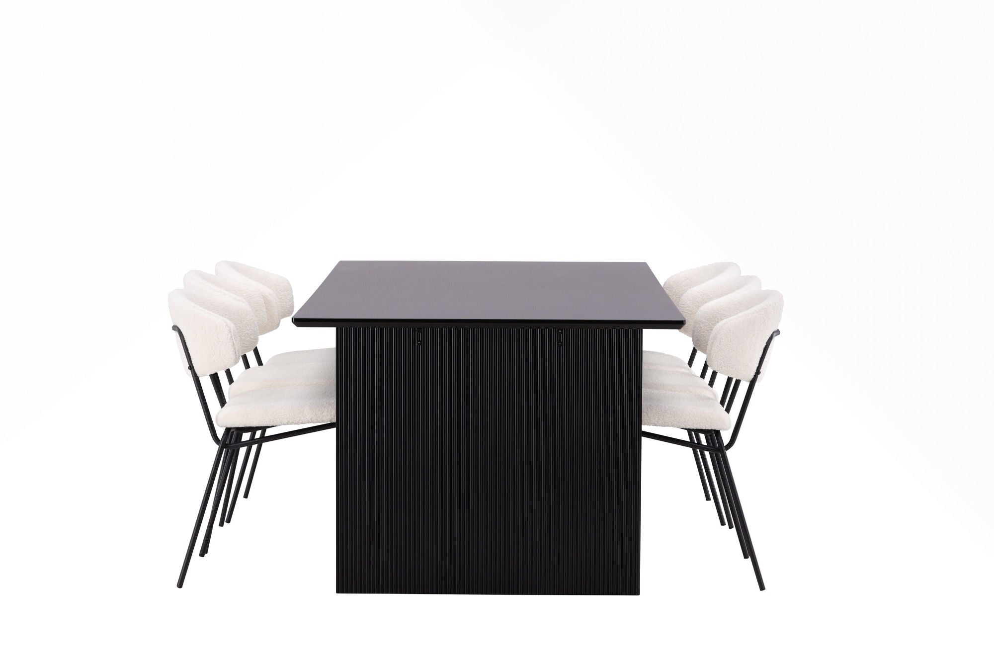 Venture Home Vail spisebord - Black / Smoked Black MDF +Chico Spisebordsstol - Black / White Boucle _6