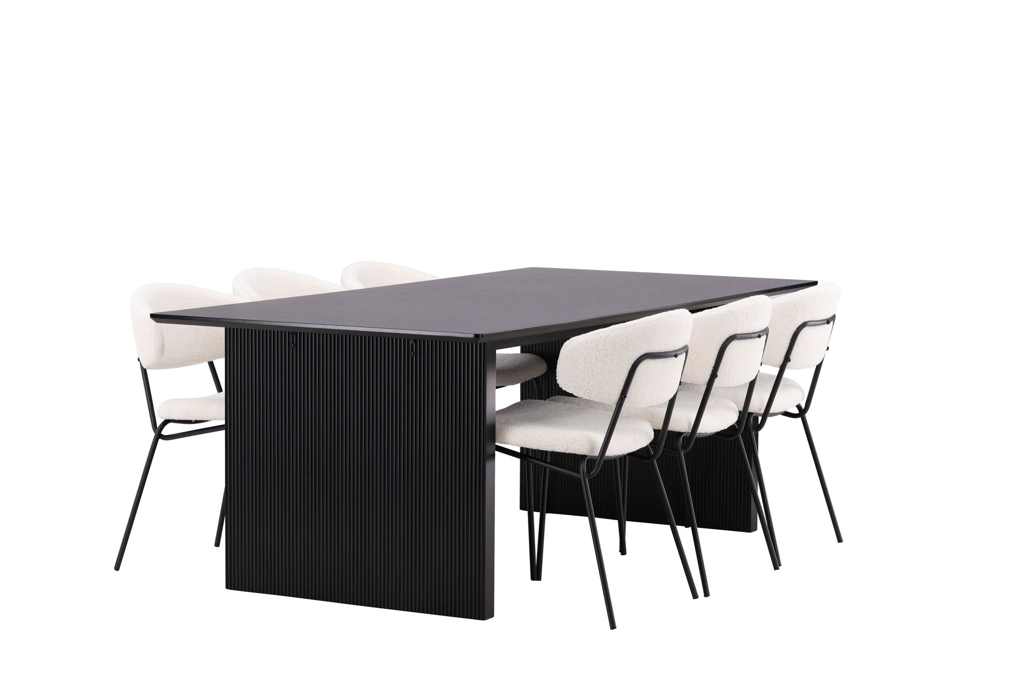 Venture Home Vail spisebord - Black / Smoked Black MDF +Chico Spisebordsstol - Black / White Boucle _6