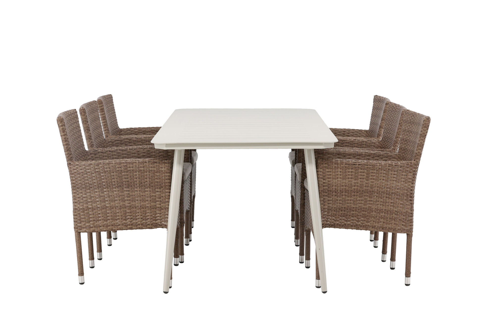 Venture Home Lina spisebord - Beige - 200*90 +Malina Diningchair Alumnium - Nature / Wicker _6