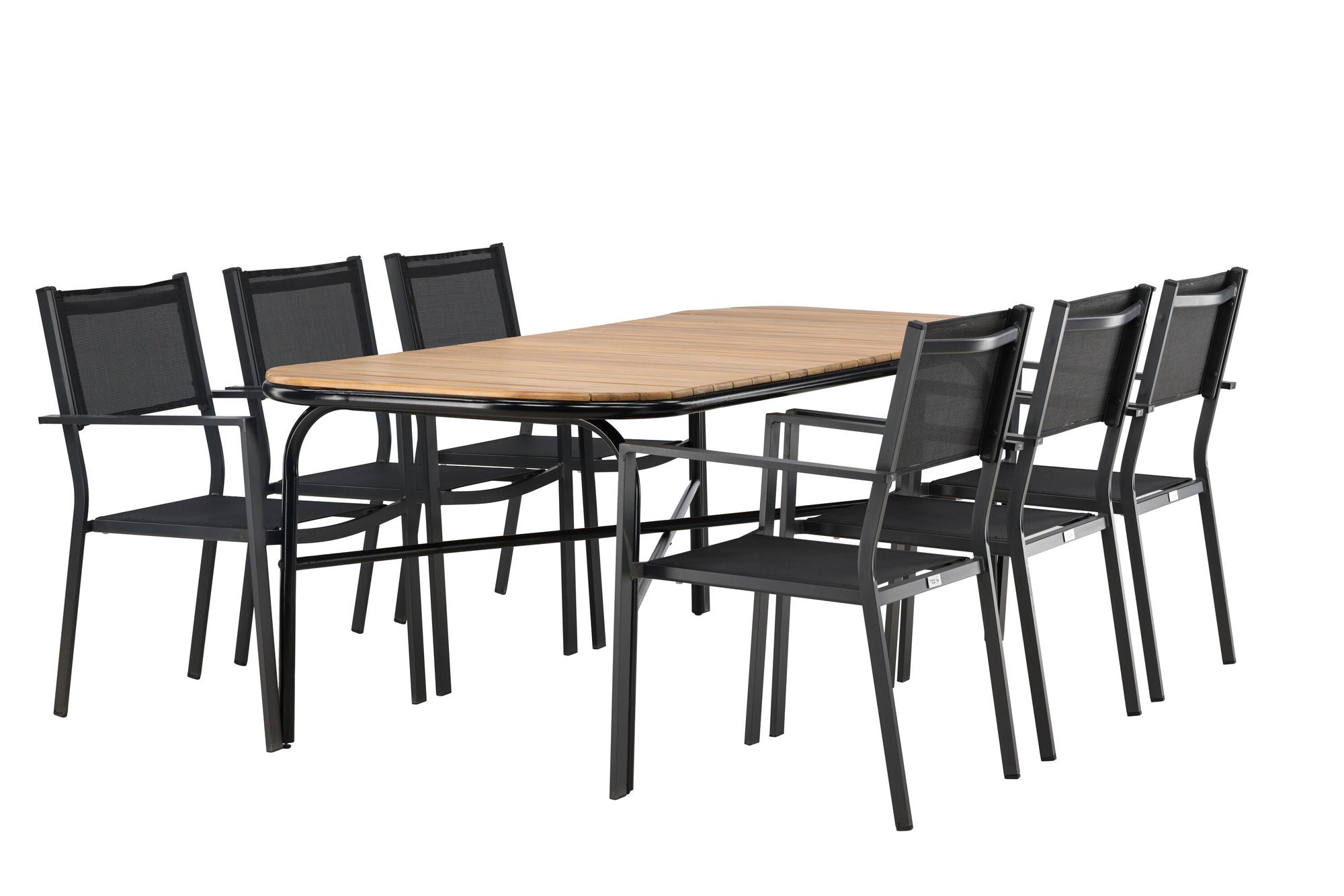 Venture Home Holmbeck Diningbord Steel - Black / Rectangular 90*200*75 +Copacabana Stacking stol - Black/Black - Ersätter 4131-408 _6