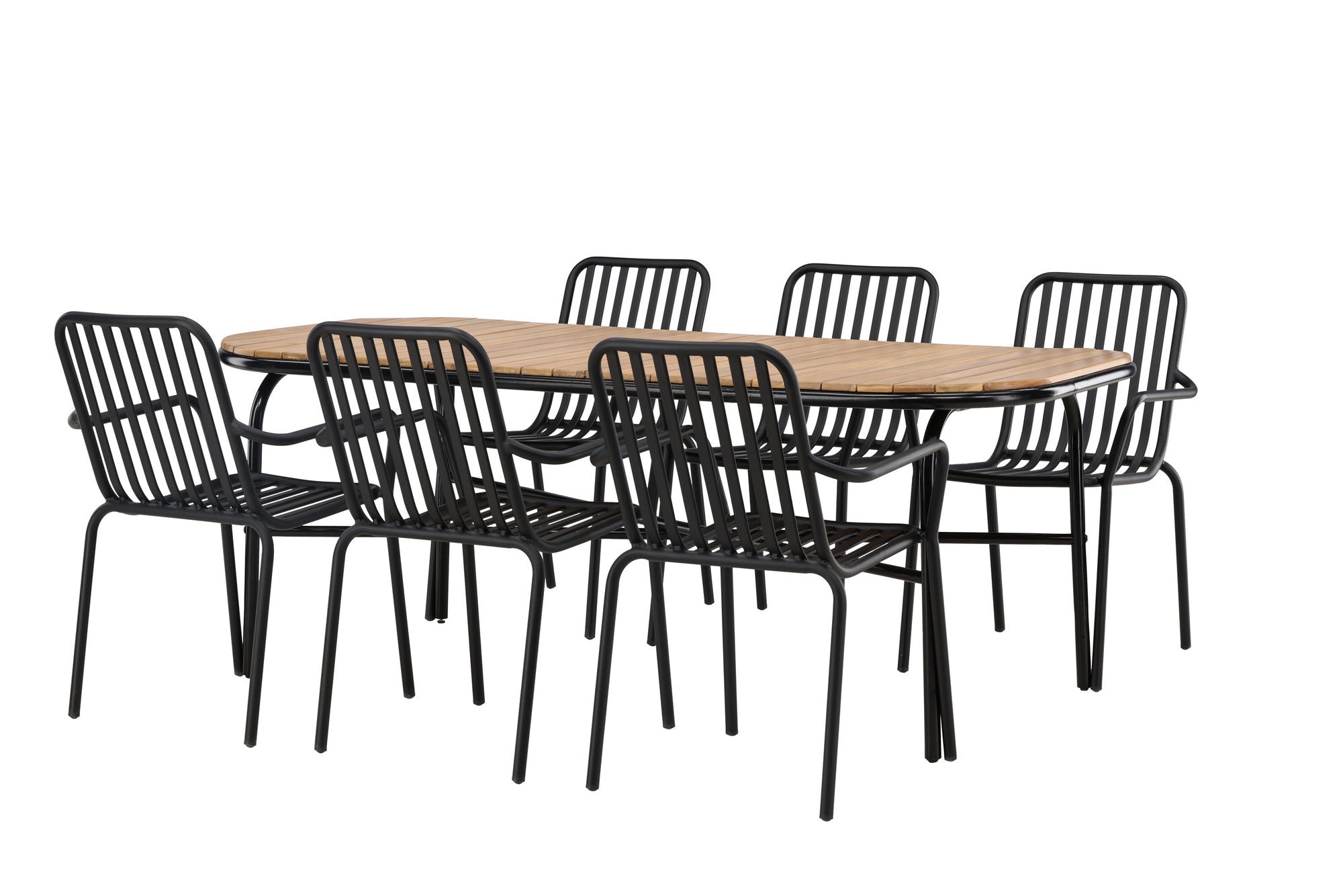 Venture Home Holmbeck Diningbord Steel - Black / Rectangular 90*200*75 +Peking Diningchair Aluminium - Black / _6