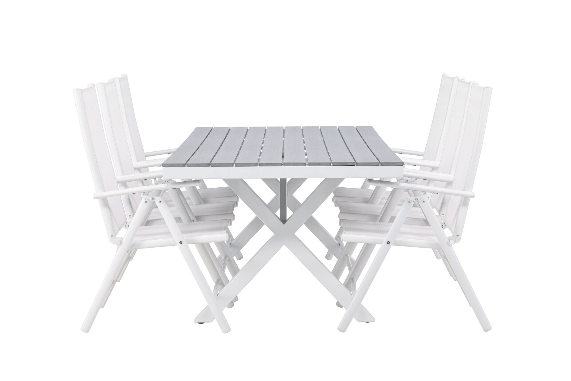 Venture Home Garcia Diningbord Alumnium - White / Light Grey Aintwood / Rectangular 100*200* +Break Diningchair Alumnium - White / Textilene _6