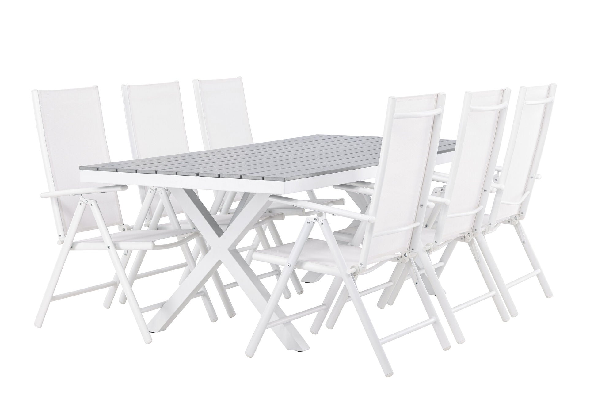 Venture Home Garcia Diningbord Alumnium - White / Light Grey Aintwood / Rectangular 100*200* +Break Diningchair Alumnium - White / Textilene _6
